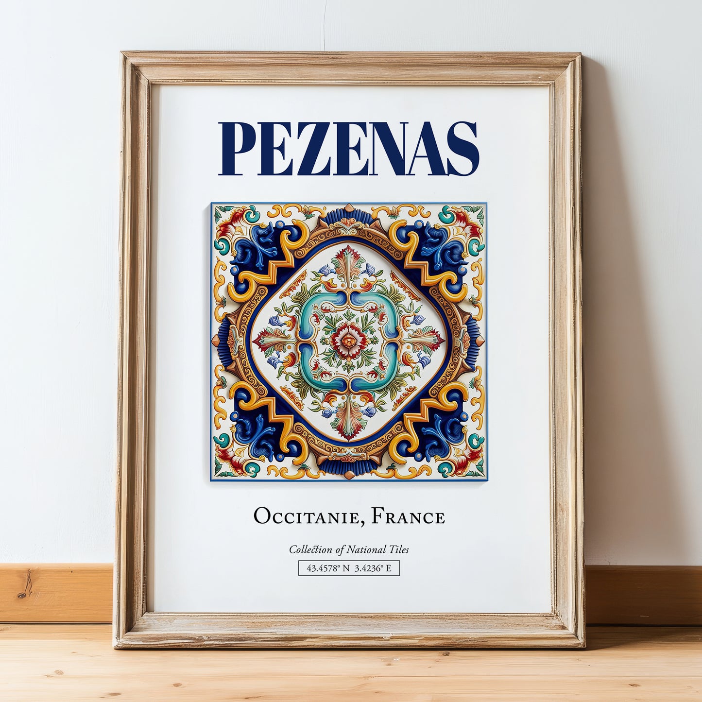 Pezenas, France – Global Wall Art, in wooden frame leaning on the floor