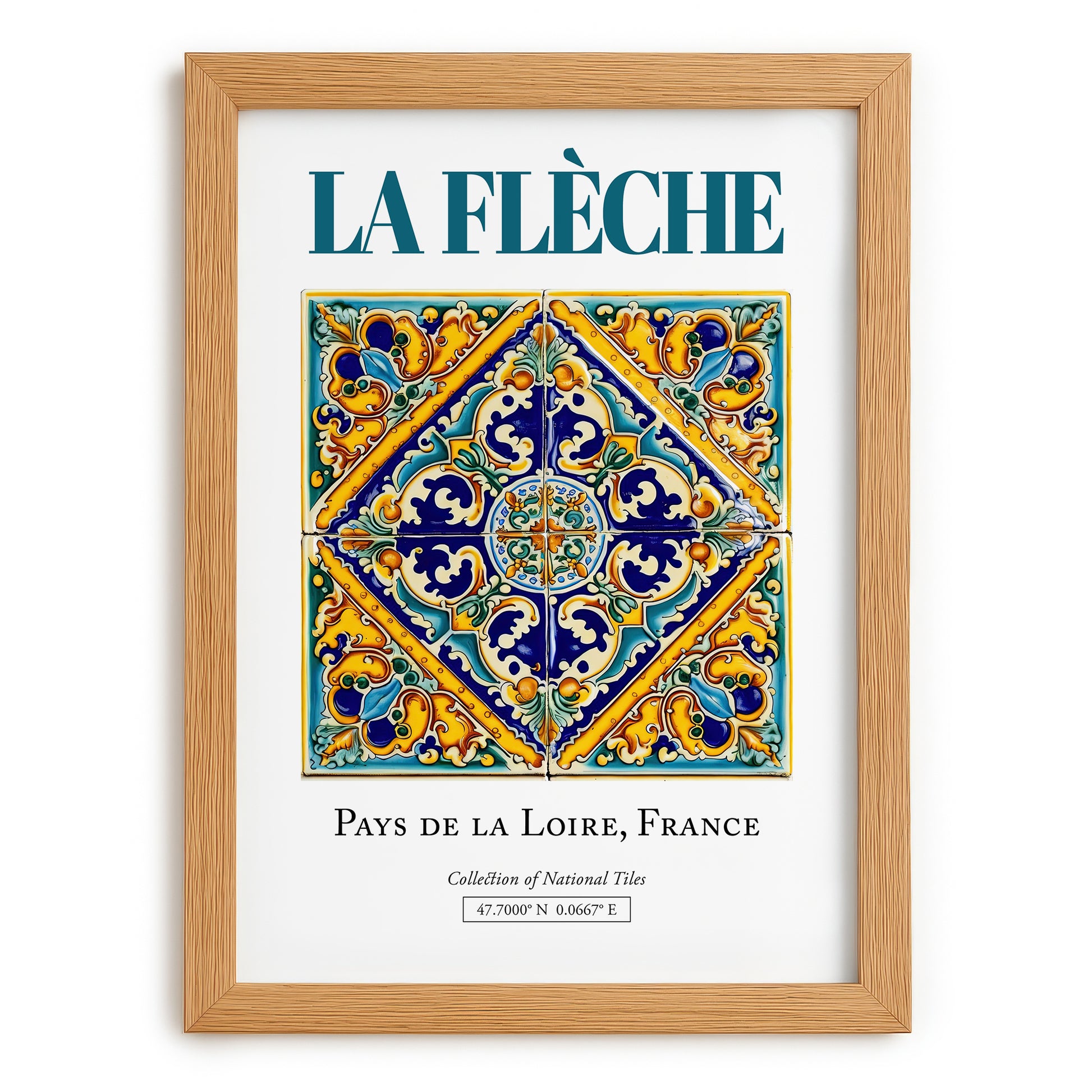 La Flèche, France – Away From Home Poster, set in oak frame