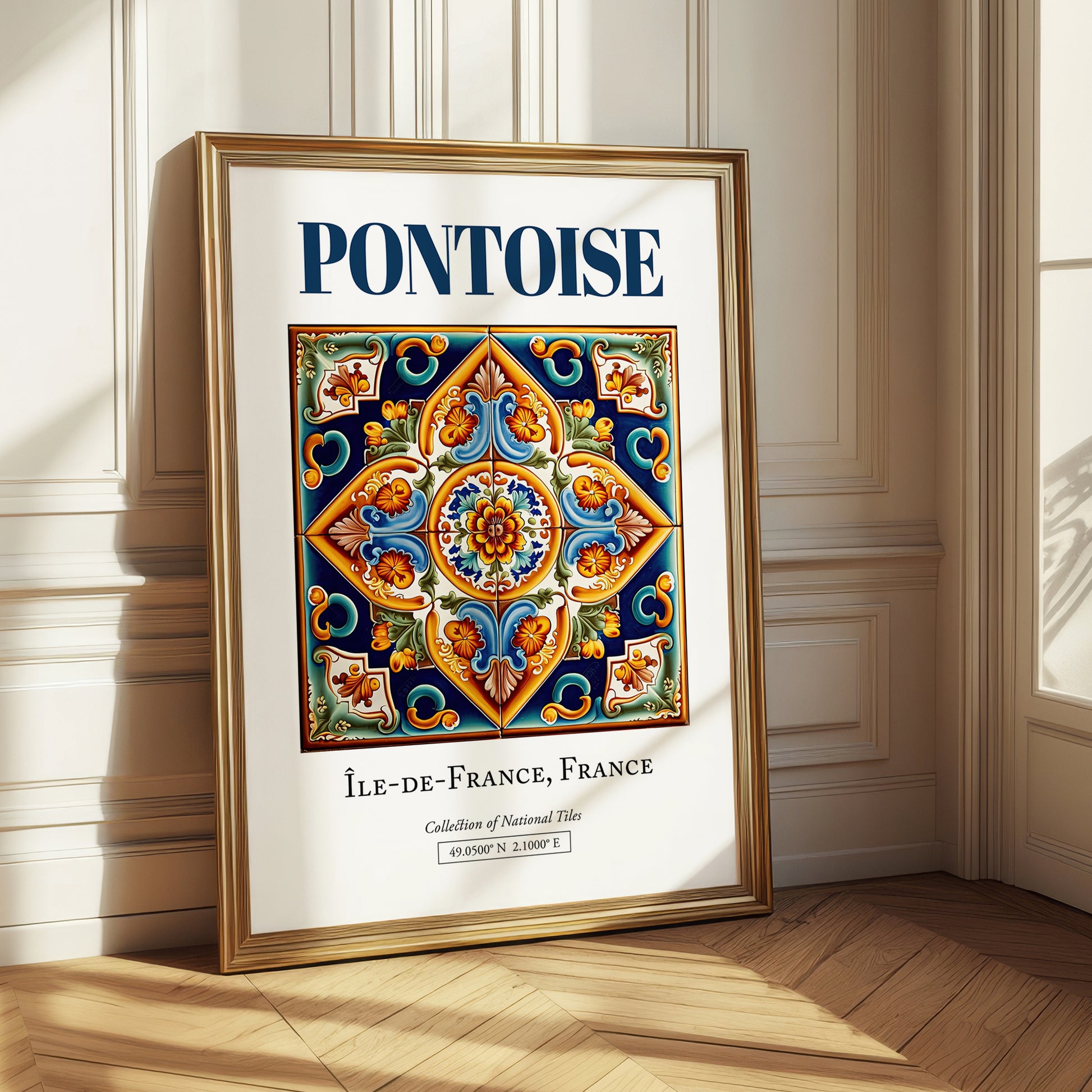 Pontoise, France – Retro Travel Poster, styled in a charming Paris street view