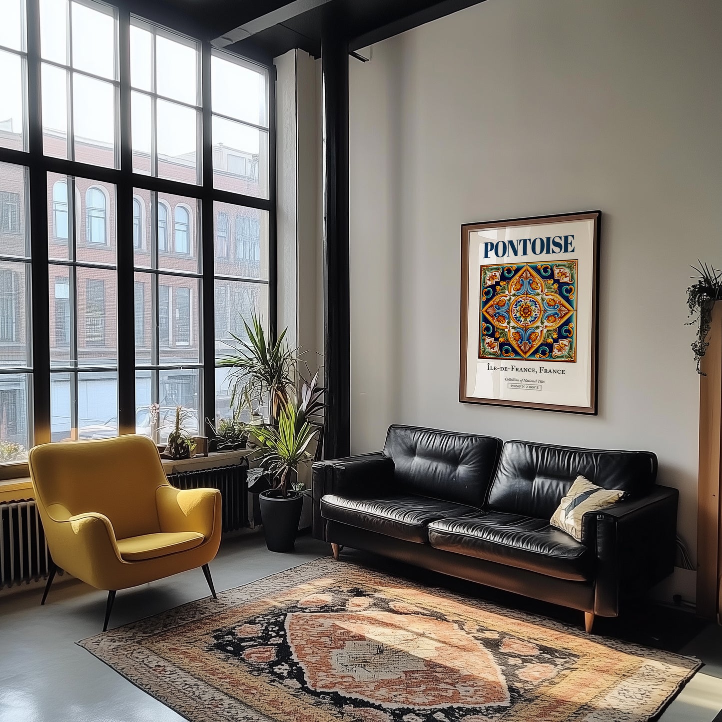 Pontoise, France – Retro Travel Poster, unframed on coastal sand