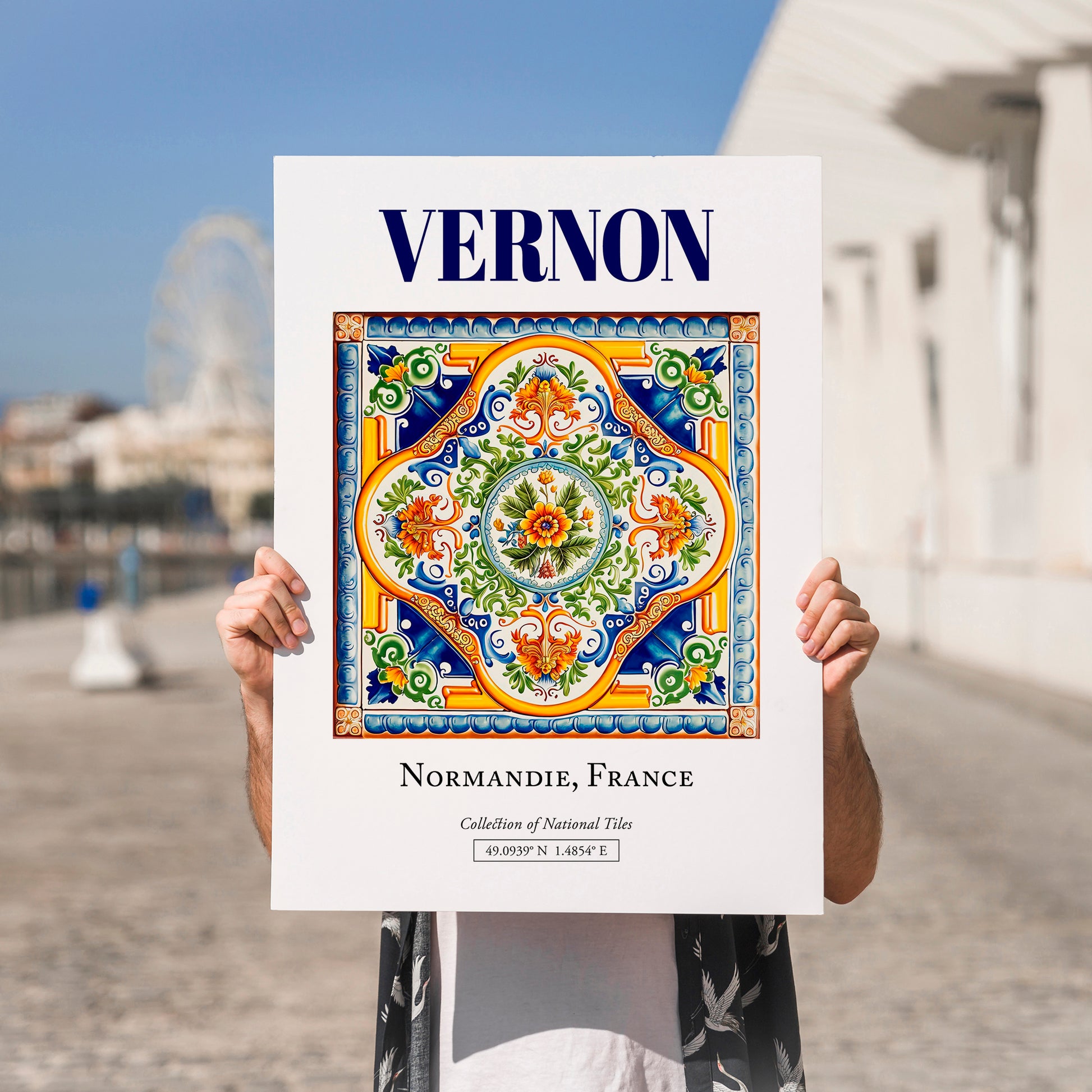 Vernon, France – Travel Print, no-text version framed in wood