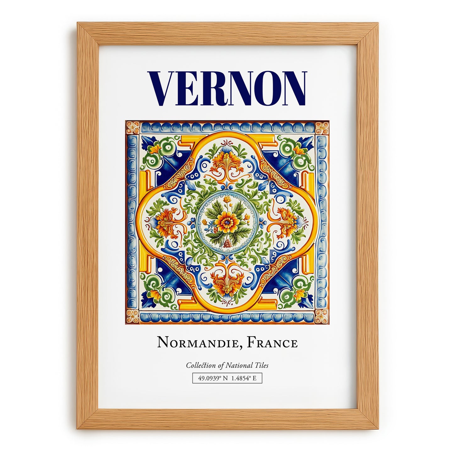 Vernon, France – Travel Print, set in oak frame