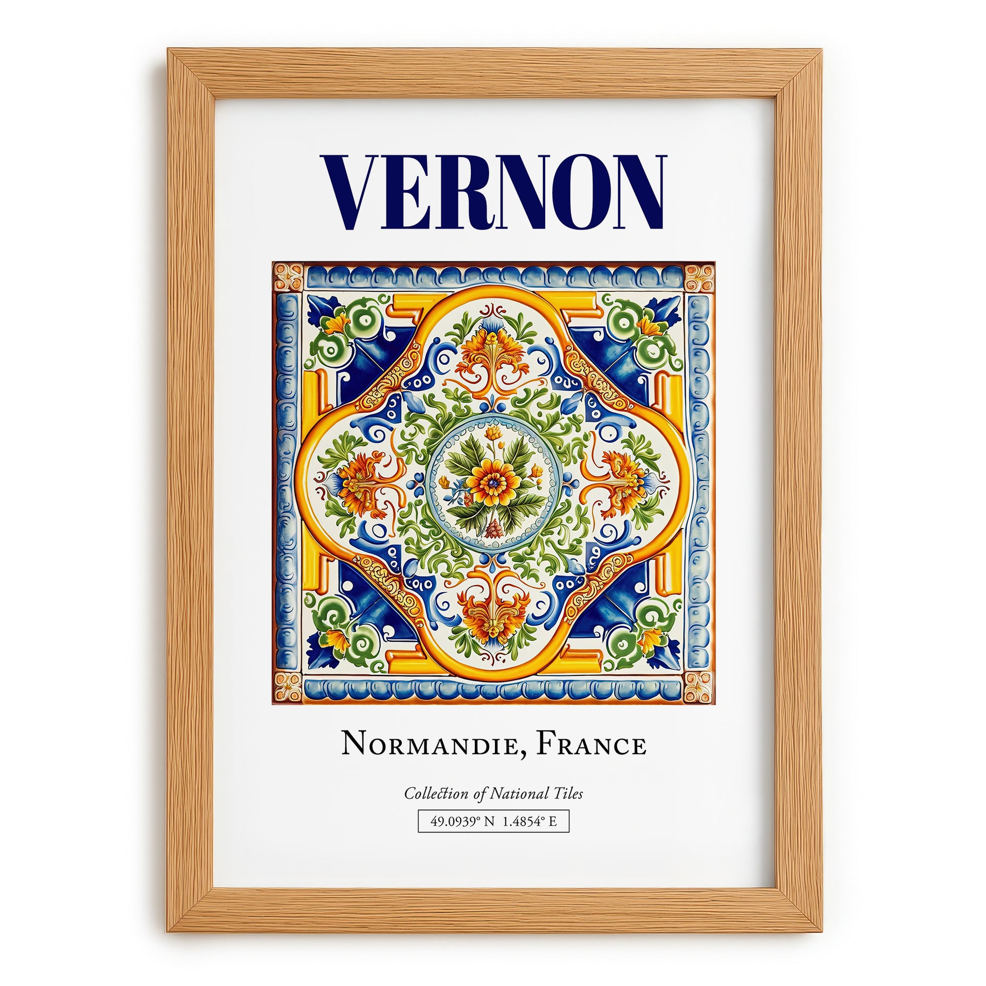 Vernon, France – Travel Print, set in oak frame