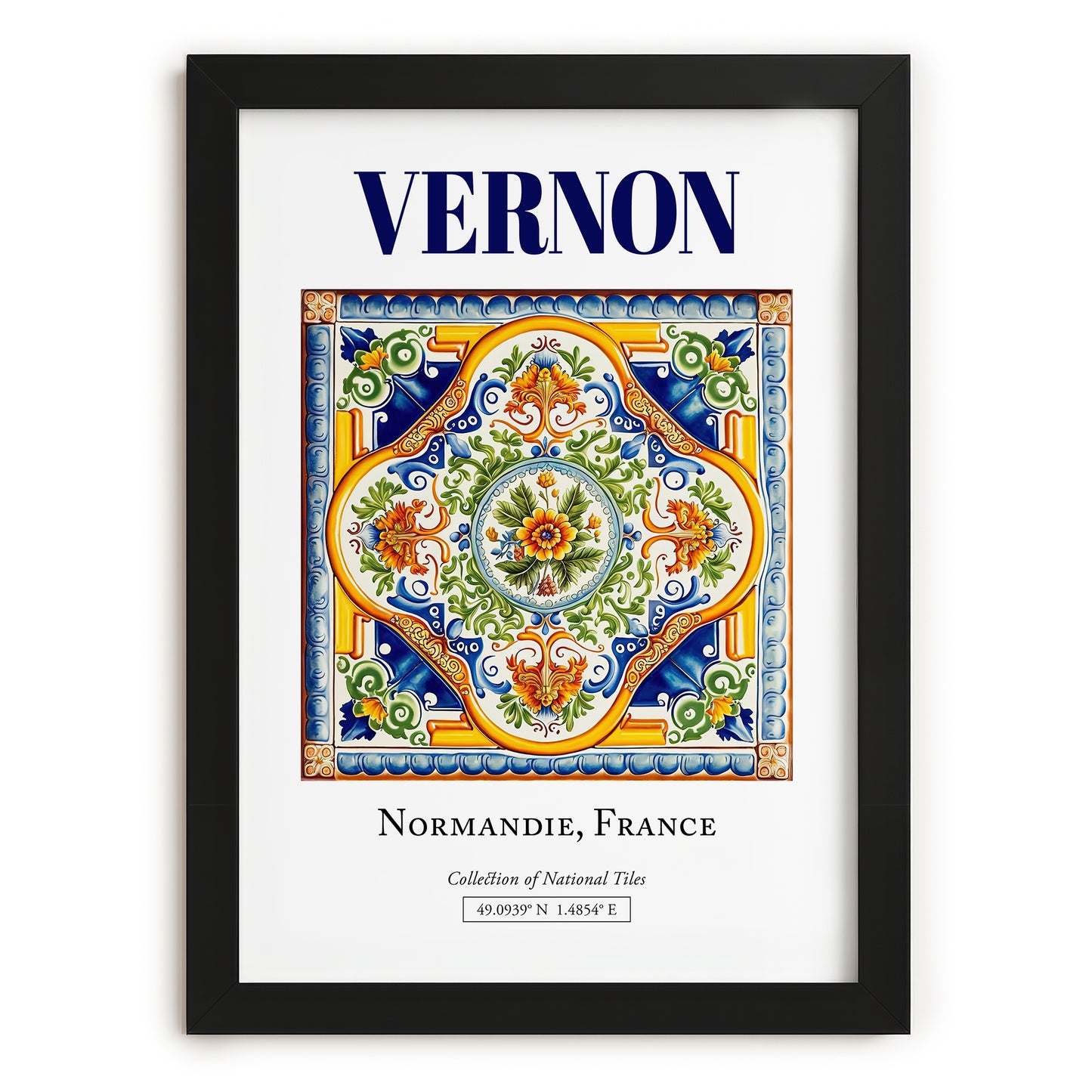 Vernon, France – Travel Print, in sleek black frame