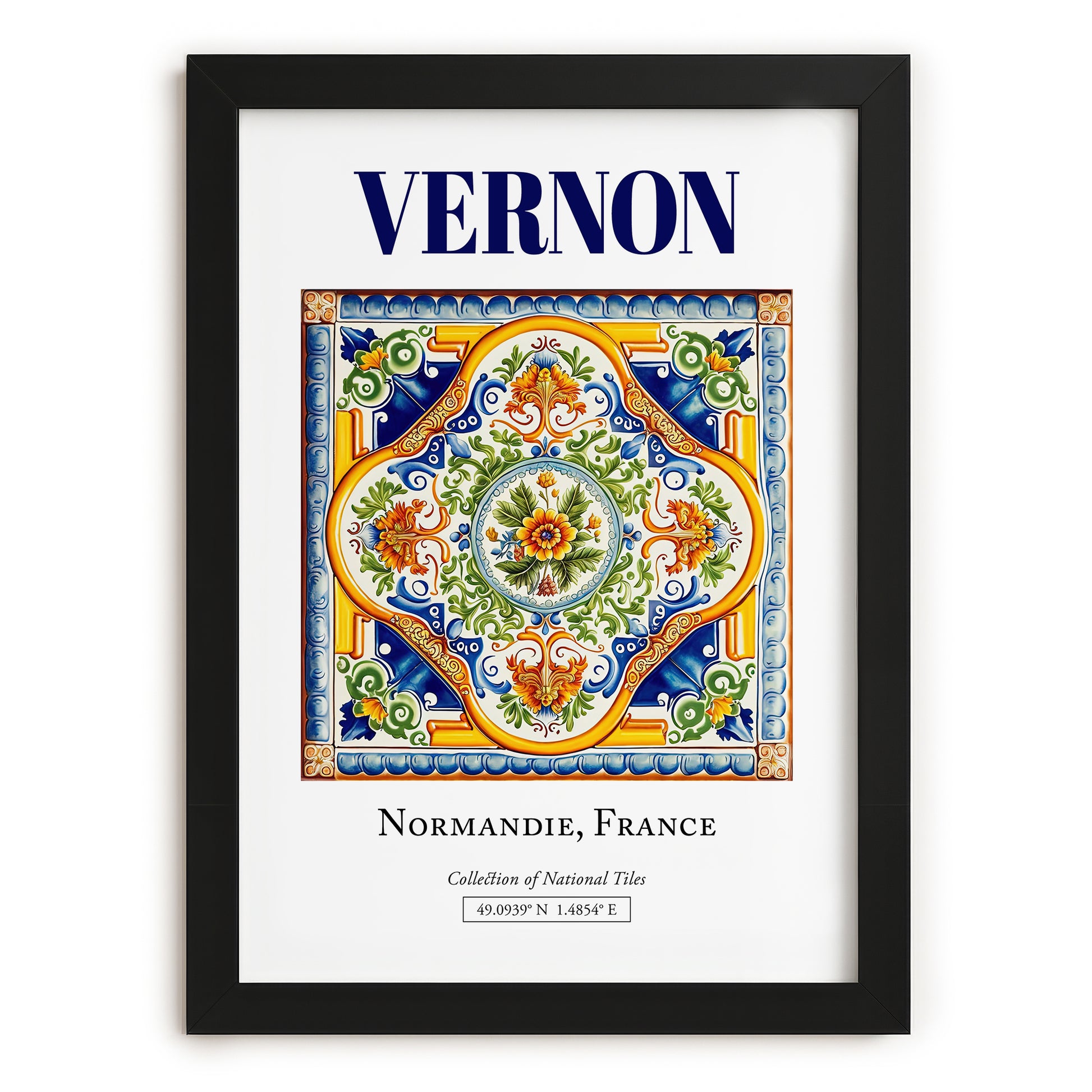 Vernon, France – Travel Print, in sleek black frame