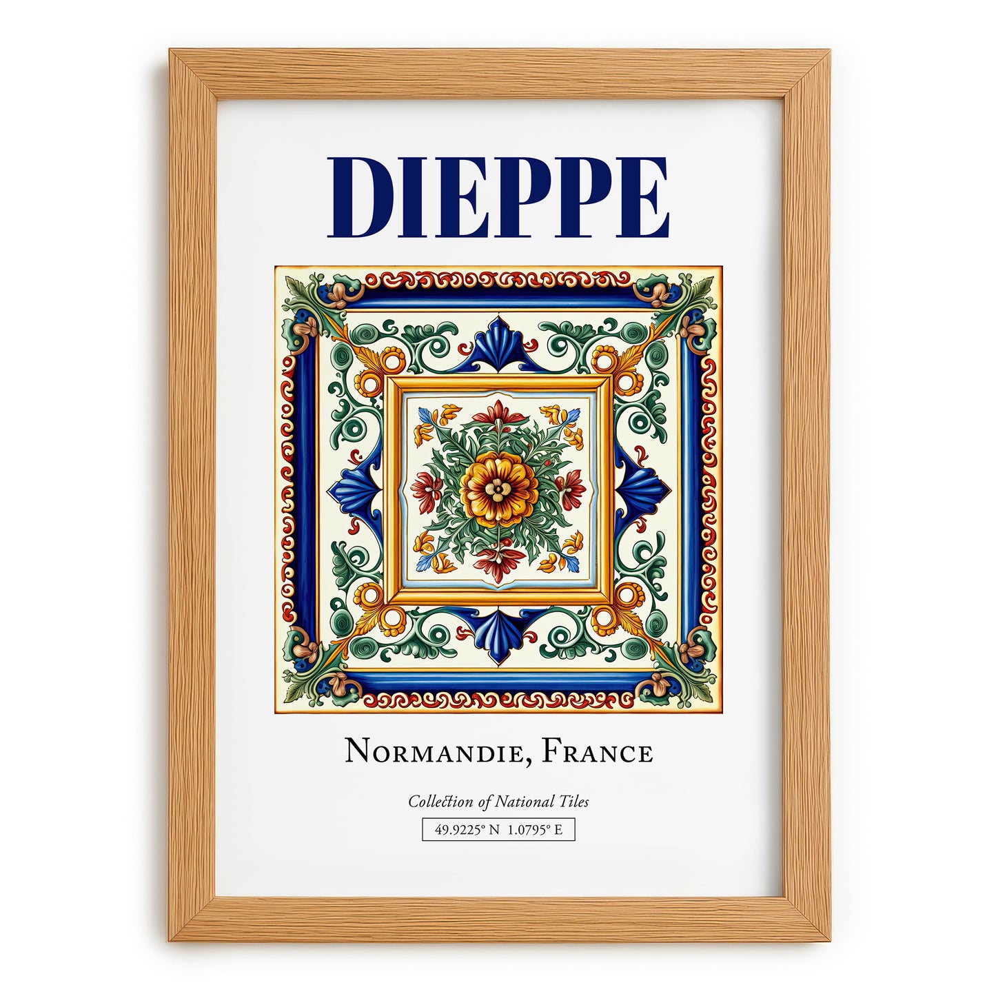 Dieppe, France – Travel Wall Art, set in oak frame