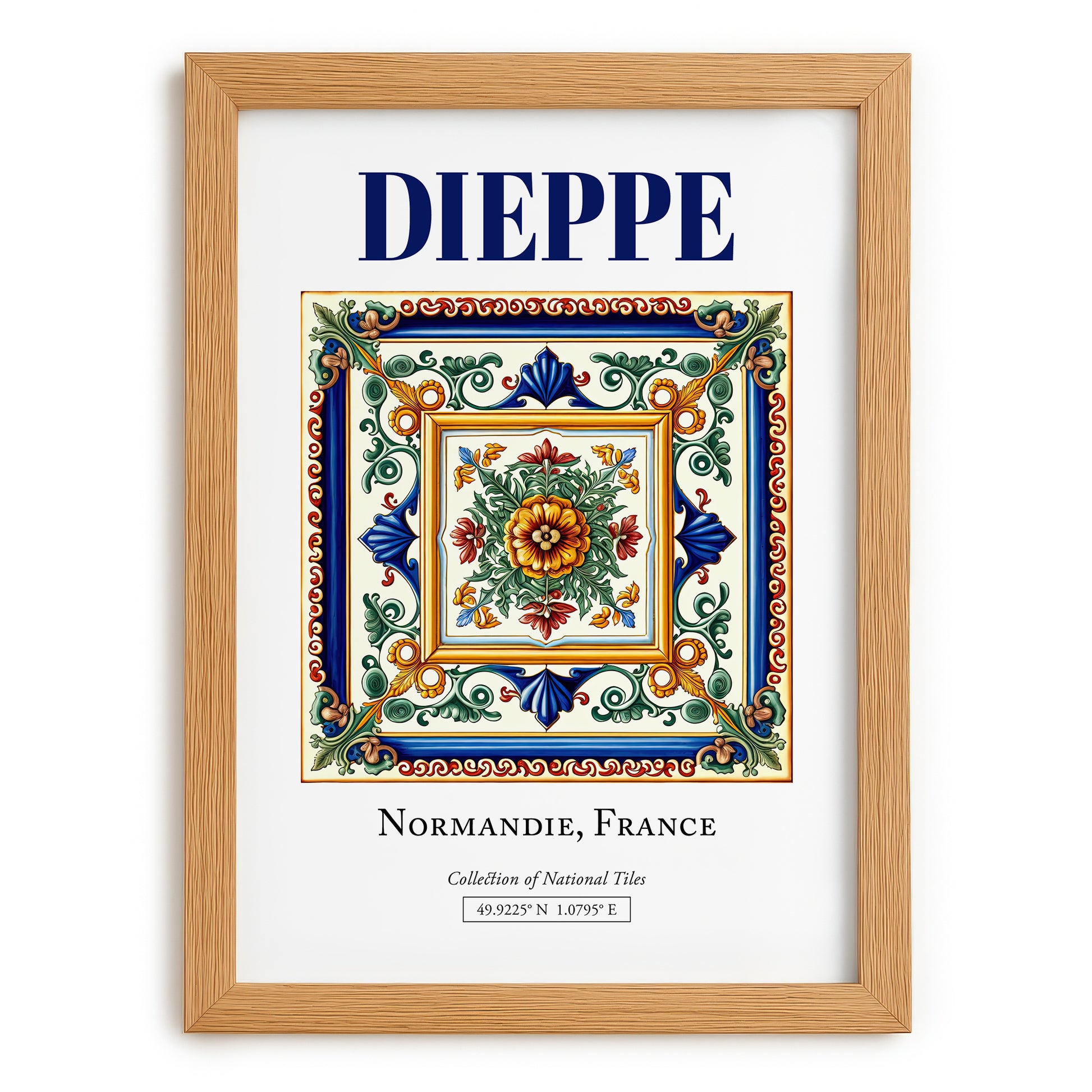 Dieppe, France – Travel Wall Art, set in oak frame