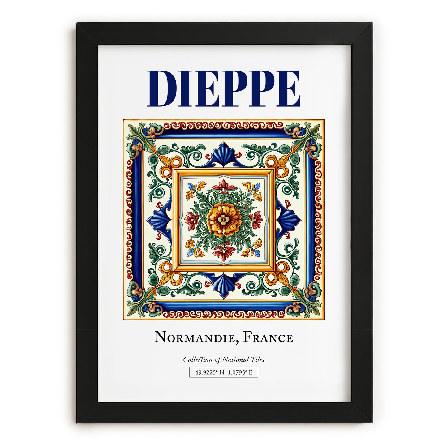 Dieppe, France – Travel Wall Art, in sleek black frame
