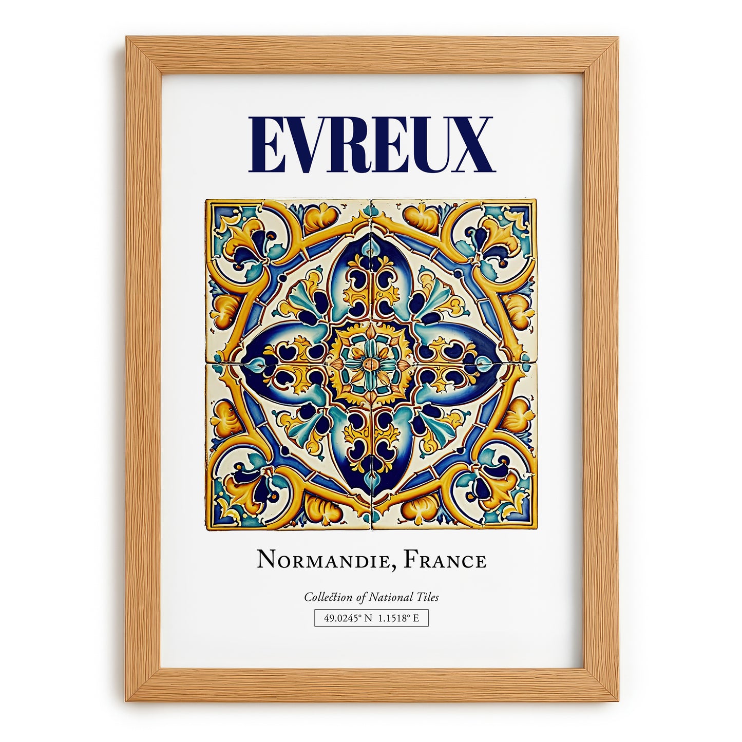 Evreux, France – Travel Print, set in oak frame