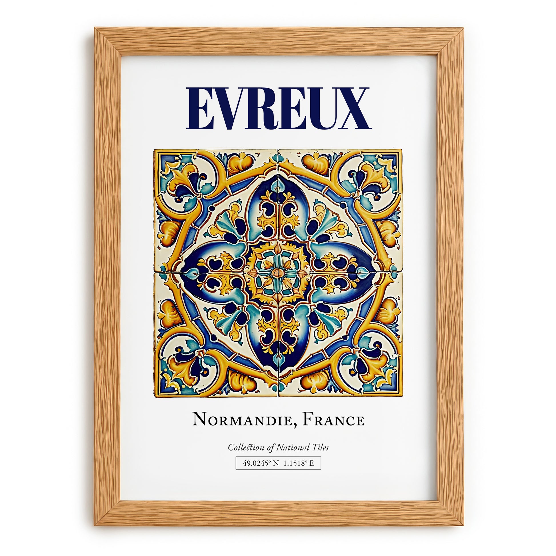 Evreux, France – Travel Print, set in oak frame
