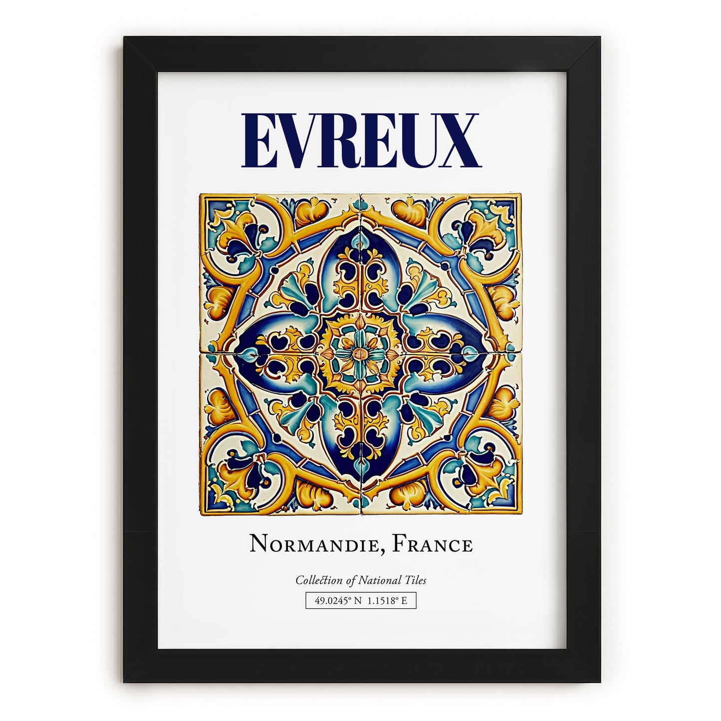 Evreux, France – Travel Print, in sleek black frame