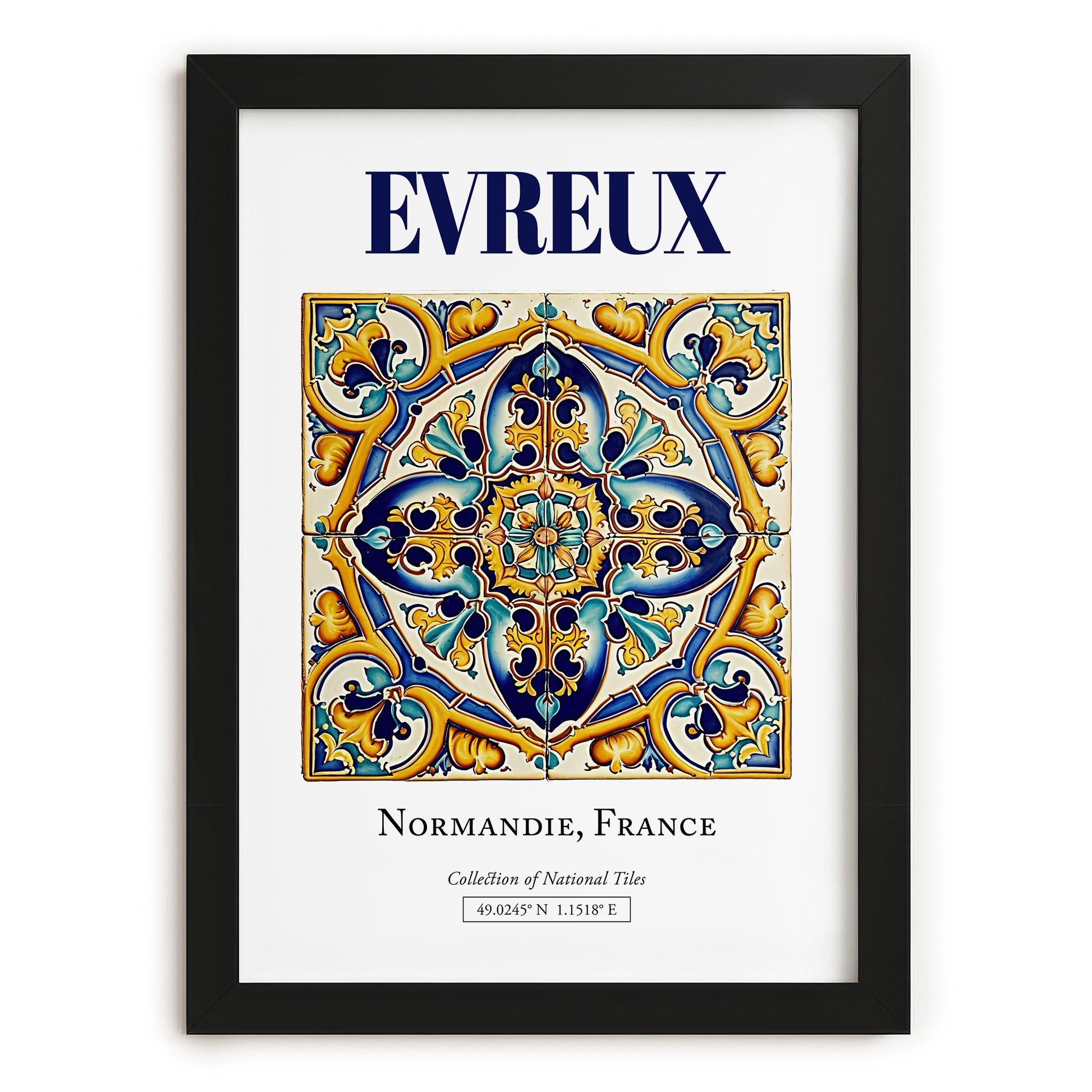 Evreux, France – Travel Print, in sleek black frame