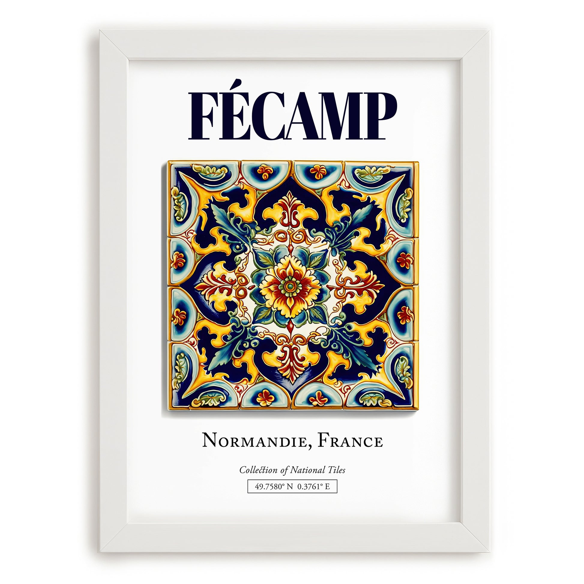 Fécamp, France – Away From Home Poster, placed in minimal white frame