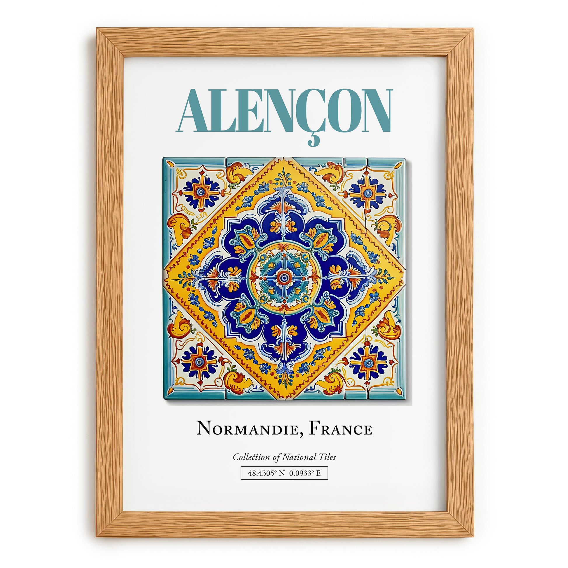 Alençon, France – Travel Poster, set in oak frame