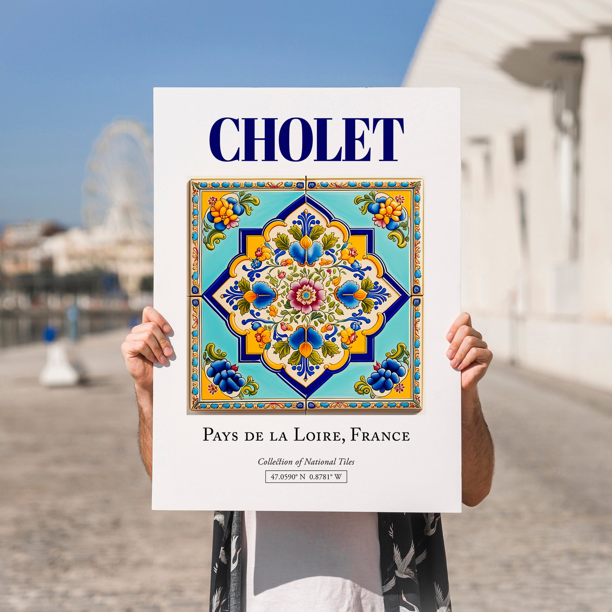 Cholet, France – Travel Wall Decor, no-text version framed in wood