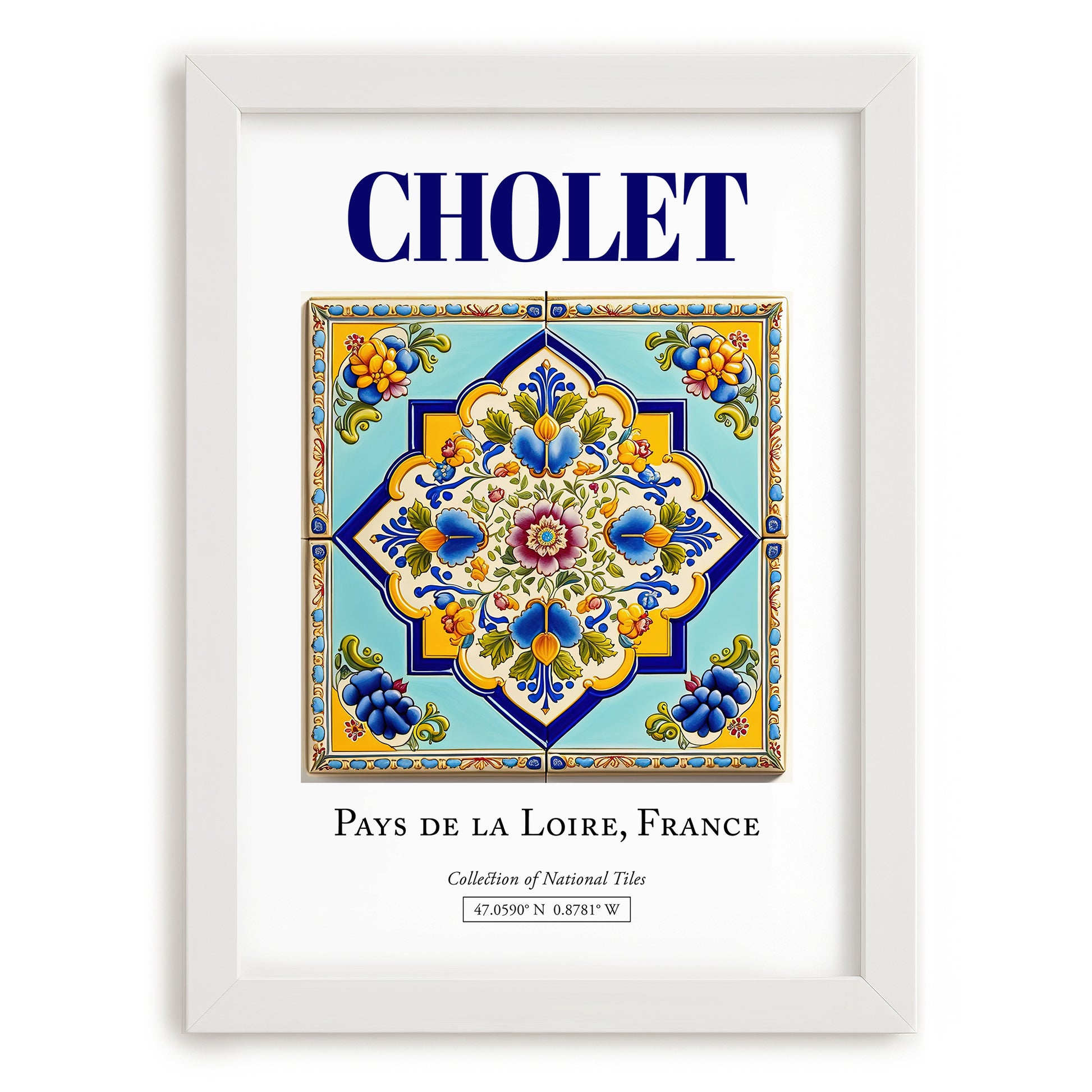 Cholet, France – Travel Wall Decor, placed in minimal white frame