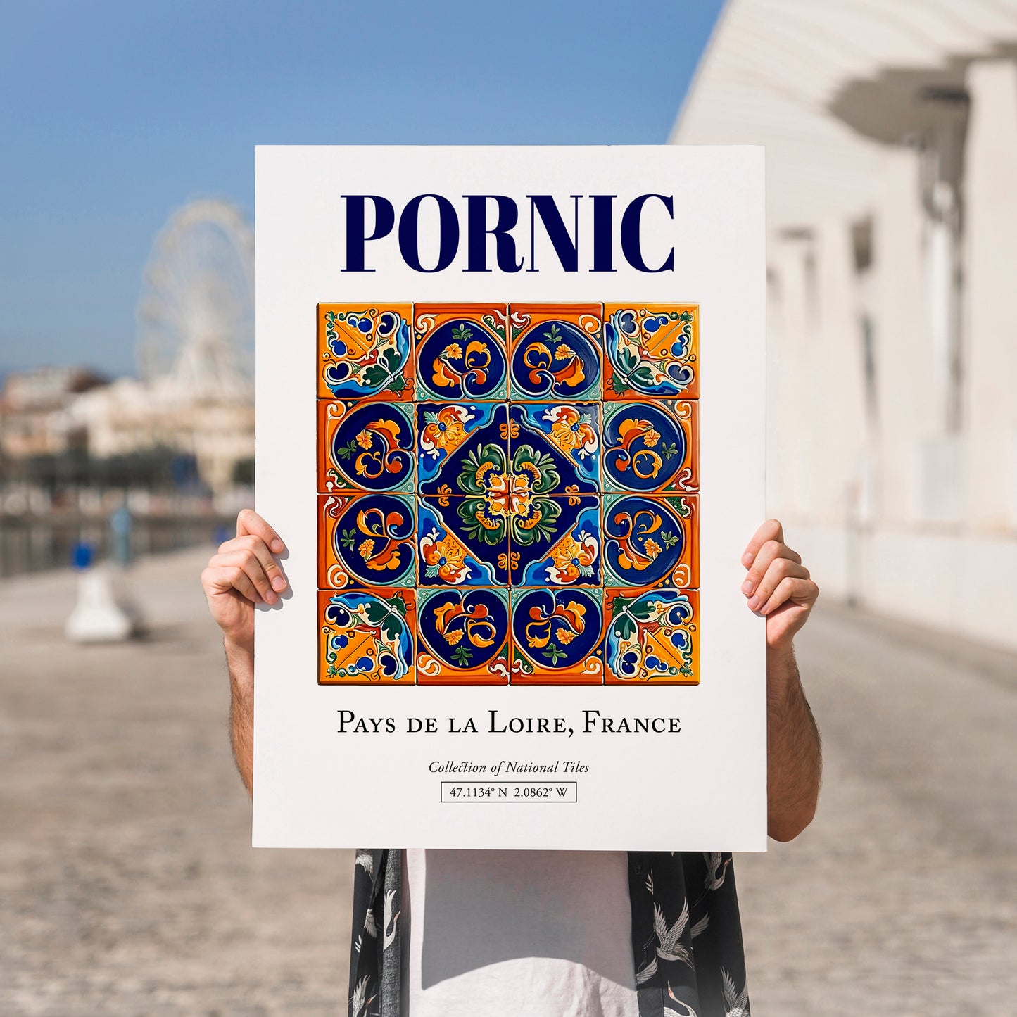 Pornic, France – National Pride Wall Decor, no-text version framed in wood