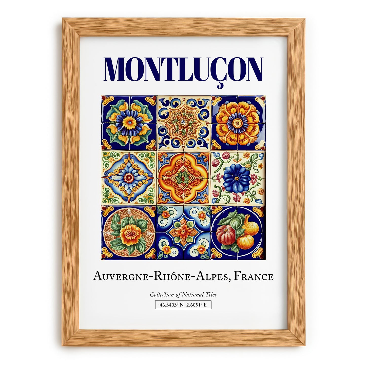 Montluçon, France – Travel Wall Art, set in oak frame