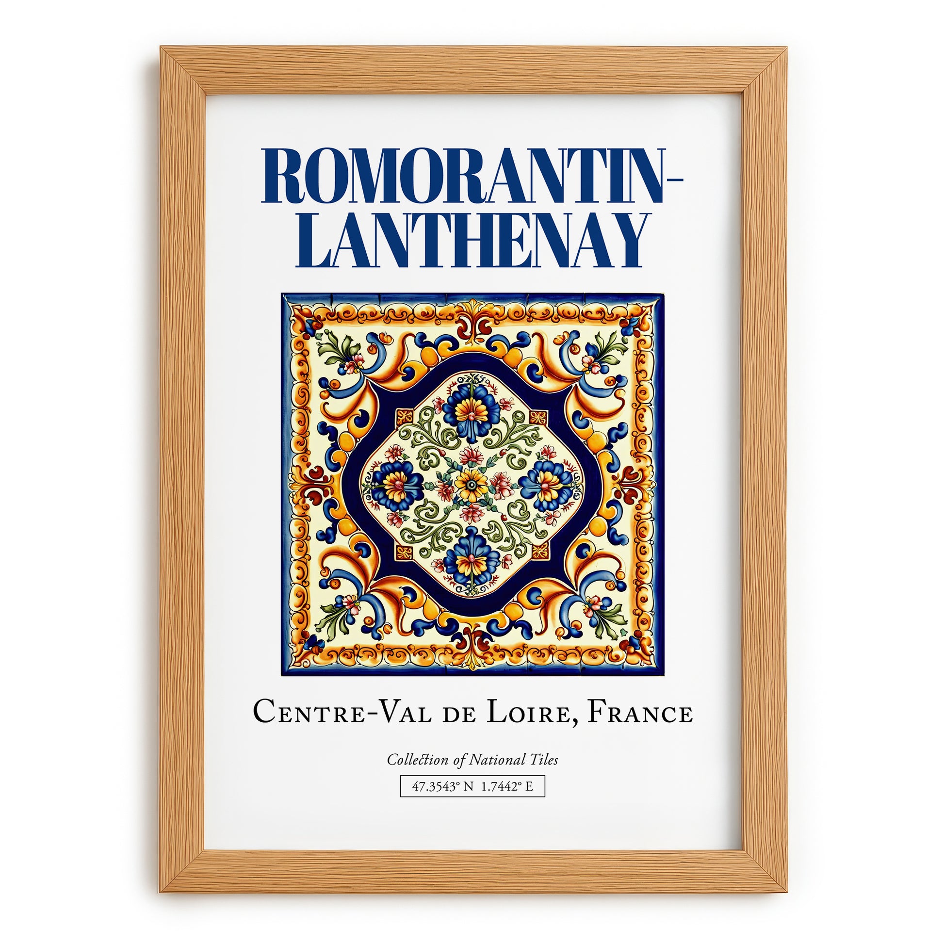 Romorantin-Lanthenay, France – Travel Wall Decor, set in oak frame