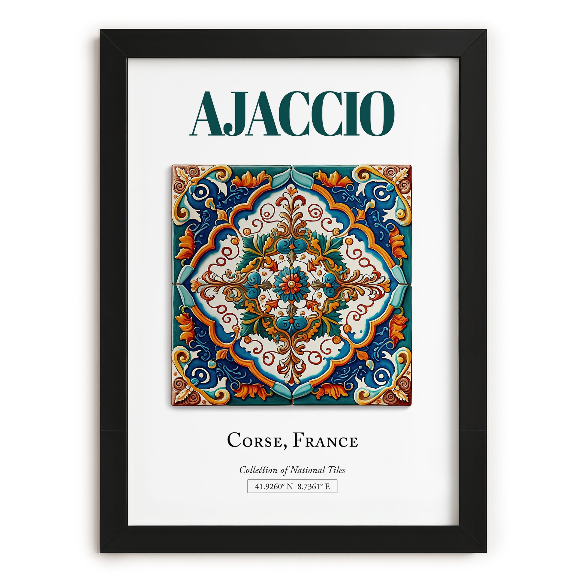 Ajaccio, France – World Travel Art, in sleek black frame