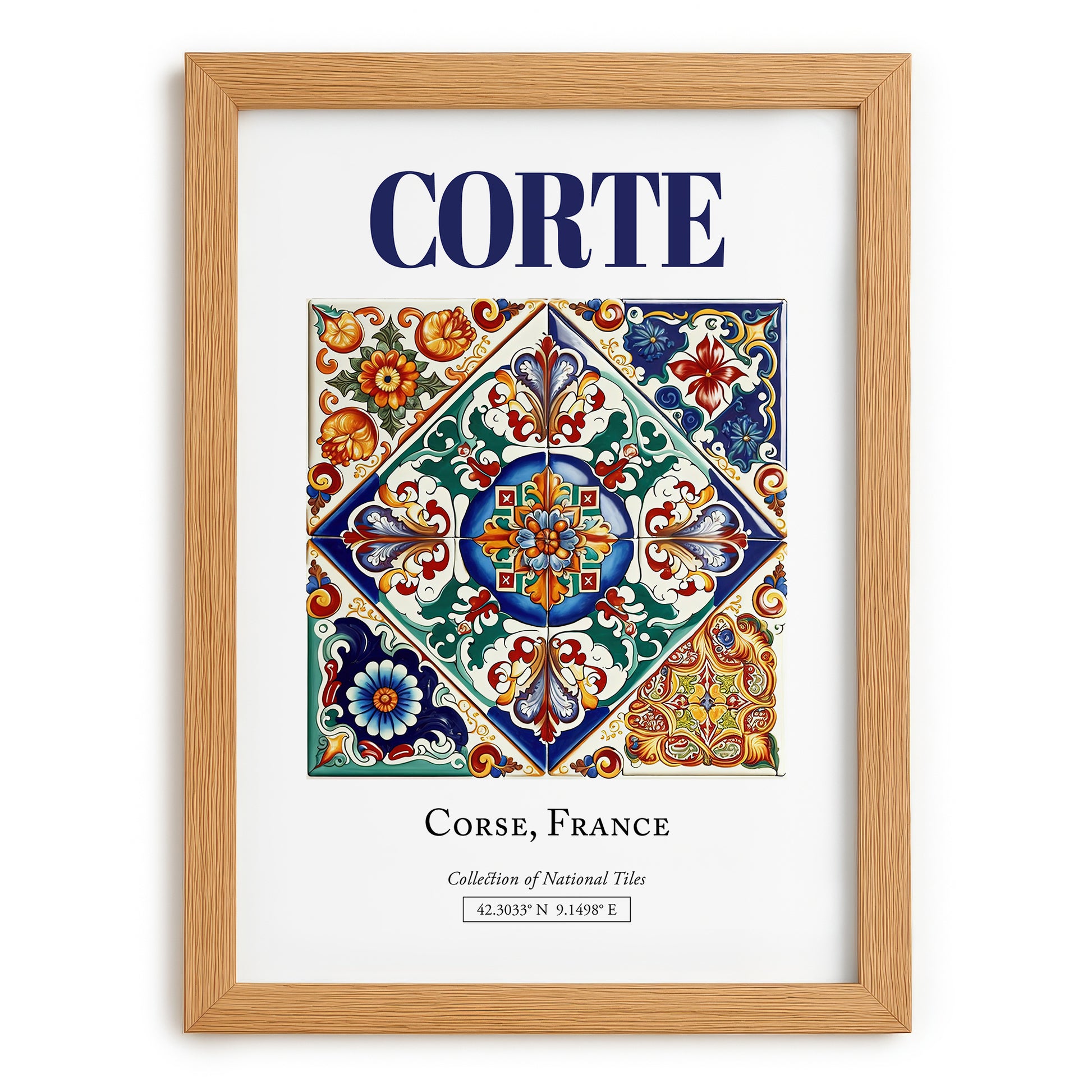 Corte, France – Travel Wall Decor, set in oak frame