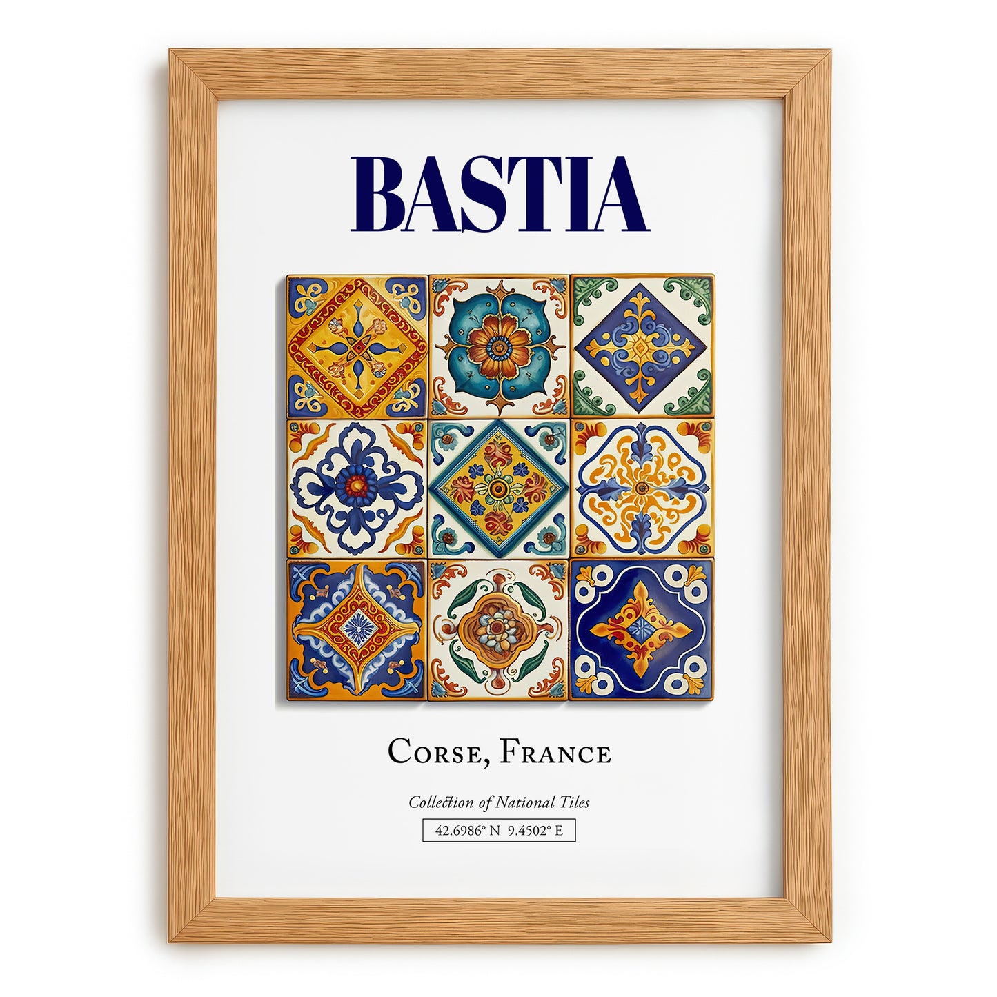Bastia, France – Travel Print, set in oak frame