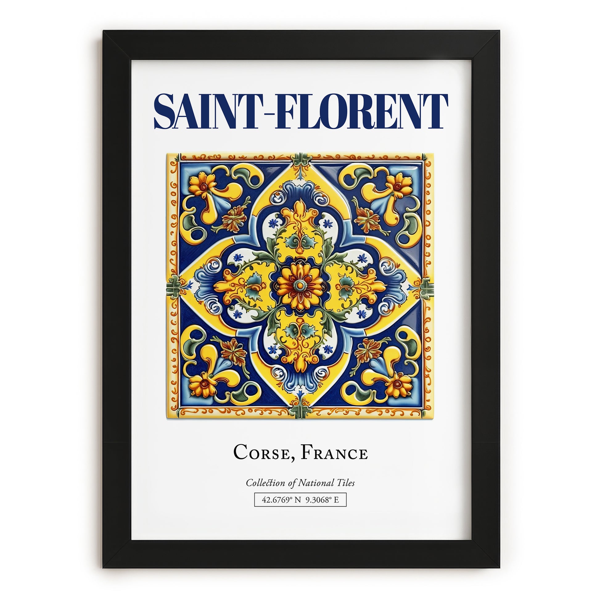 Saint-Florent, France – Travel Memories Wall Print, in sleek black frame