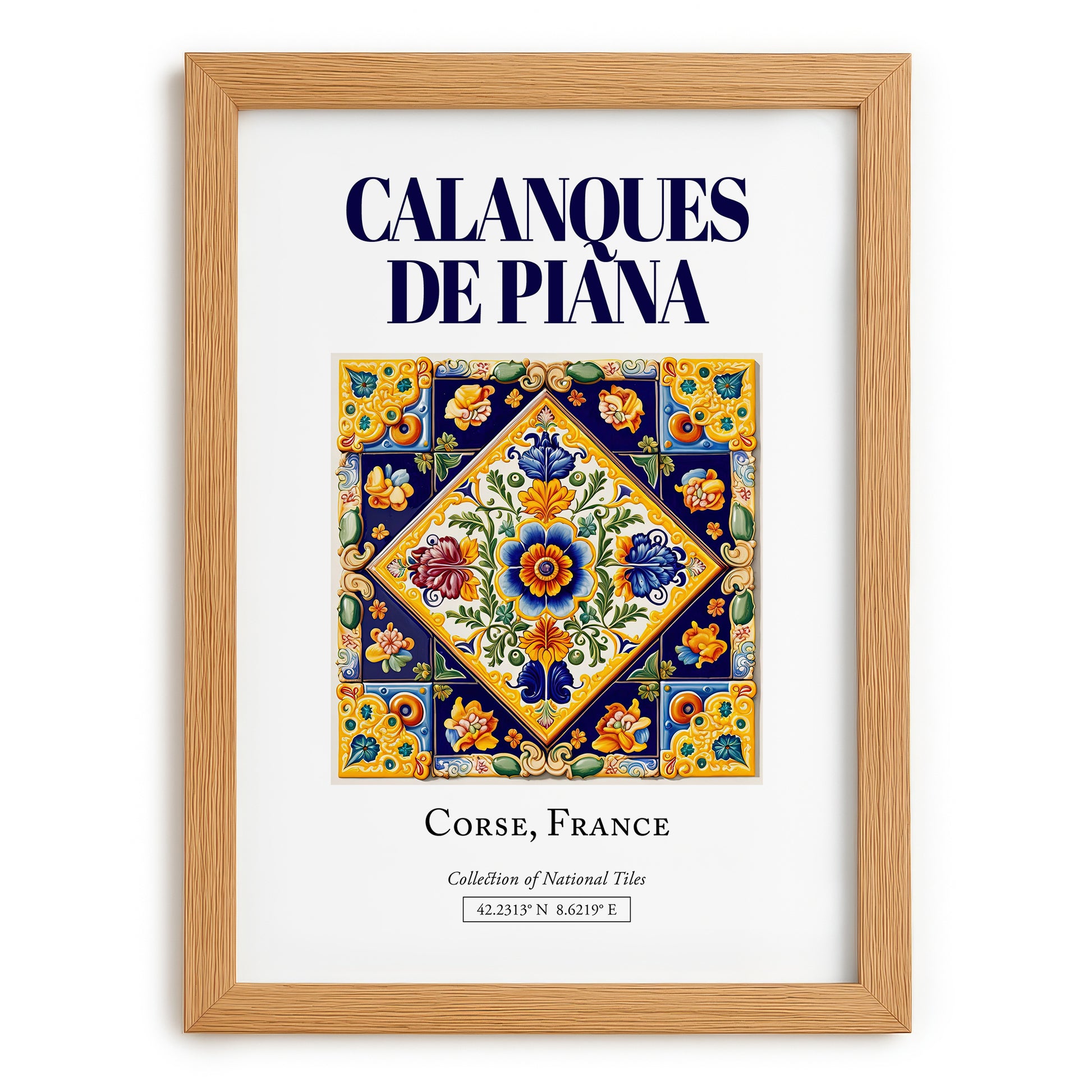 Calanques de Piana, France – Vintage Travel Poster, set in oak frame