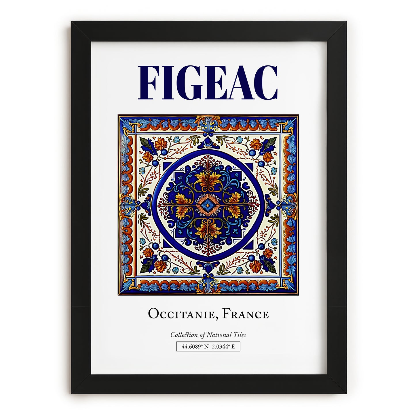 Figeac, France – Travel Print, in sleek black frame
