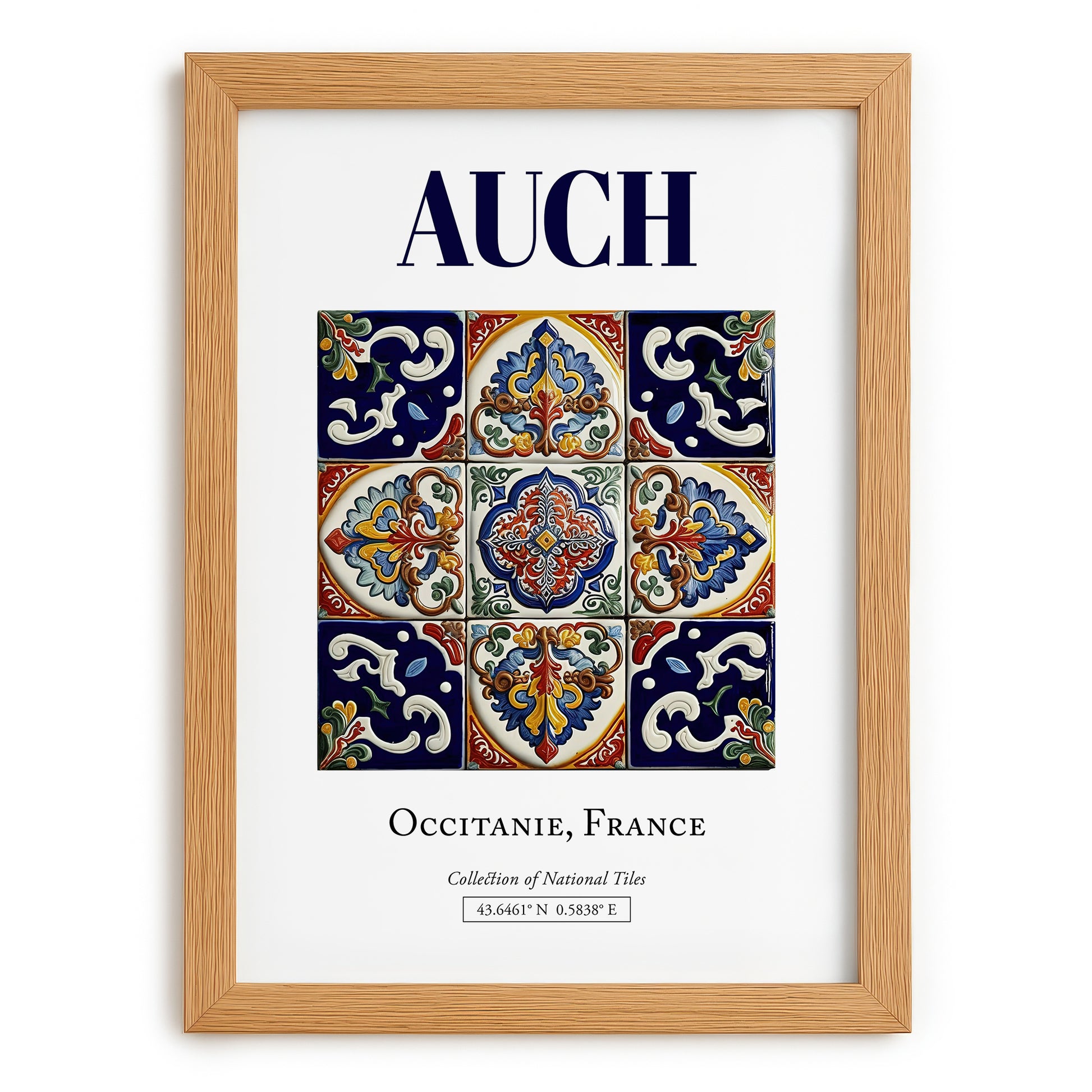 Auch, France – Travel Poster, set in oak frame