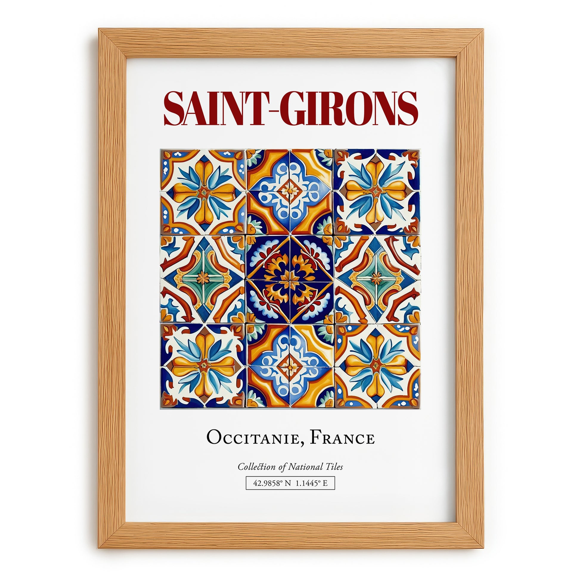 Saint-Girons, France – World Travel Art, set in oak frame