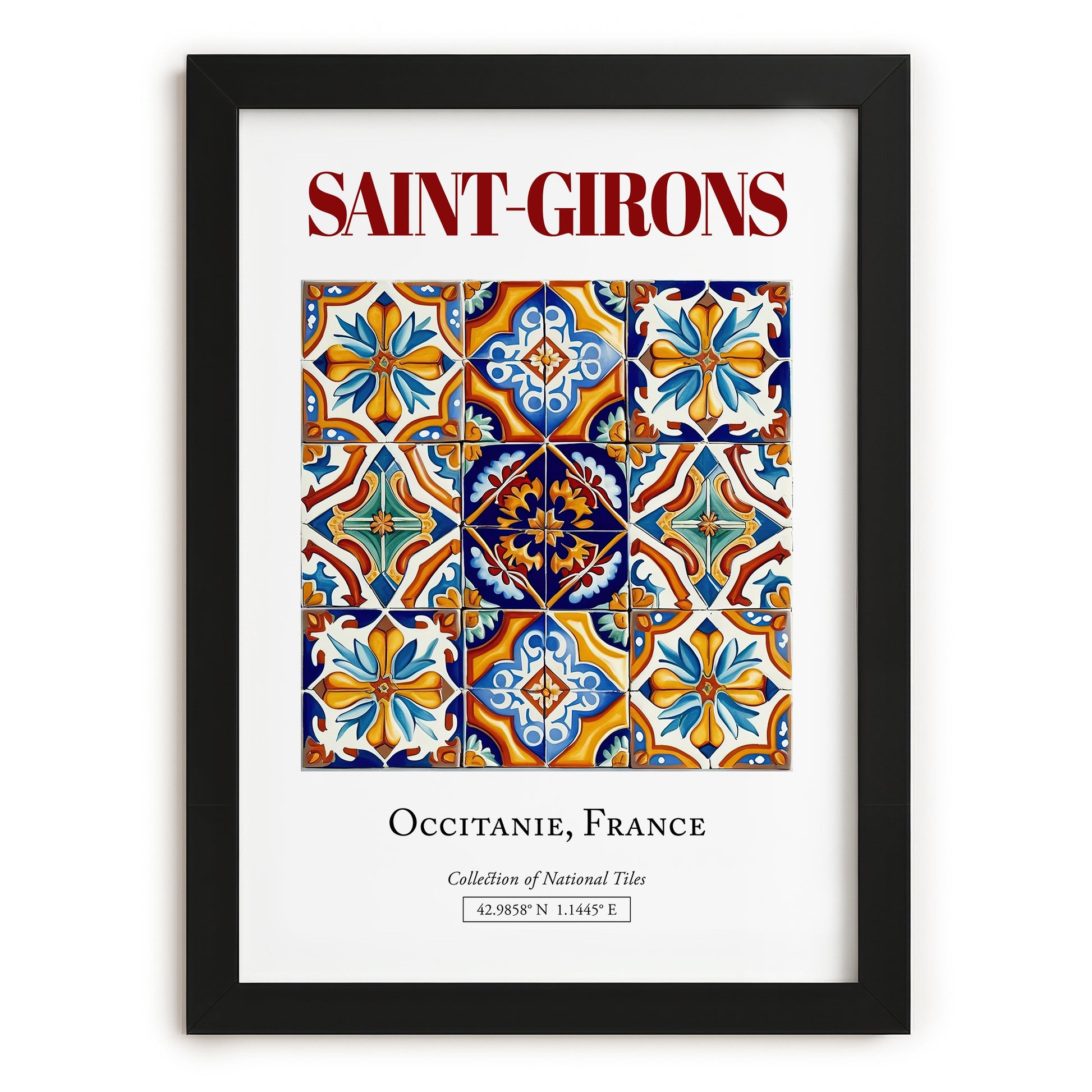 Saint-Girons, France – World Travel Art, in sleek black frame