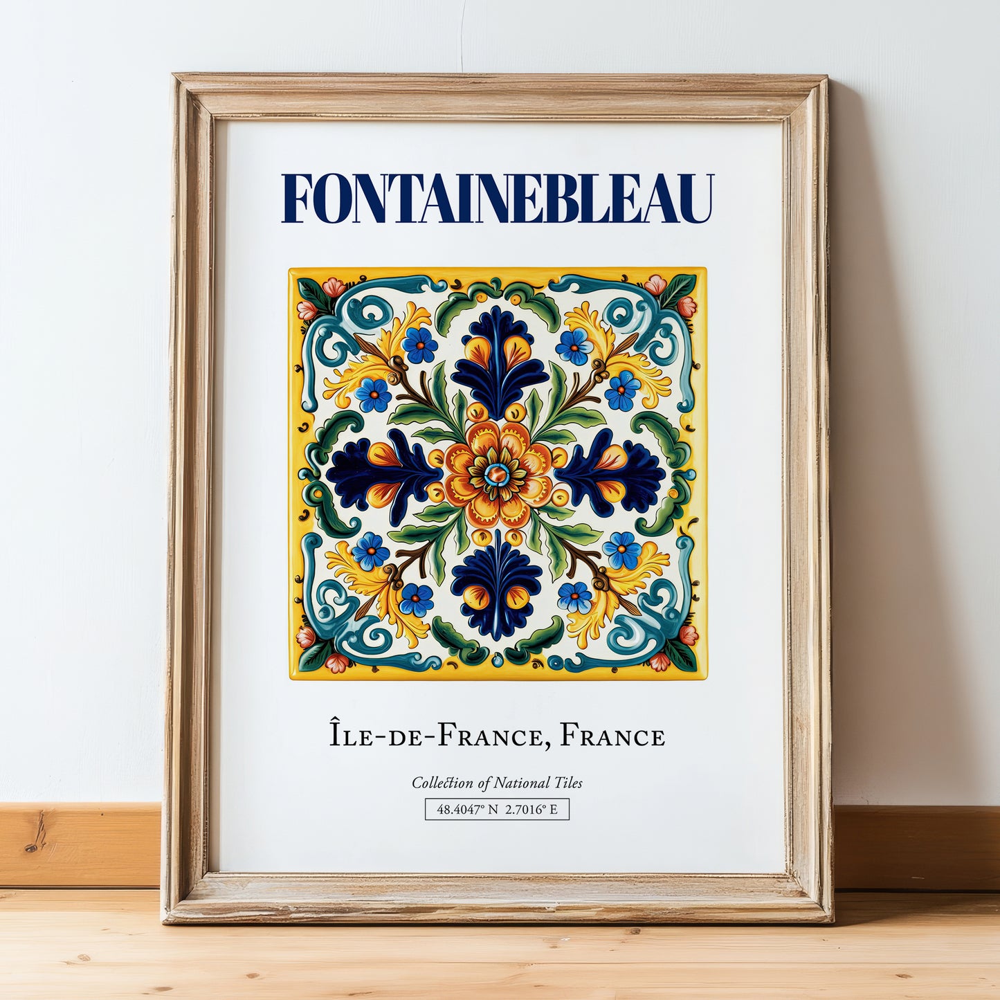 Fontainebleau, France – Travel Wall Art, in wooden frame leaning on the floor