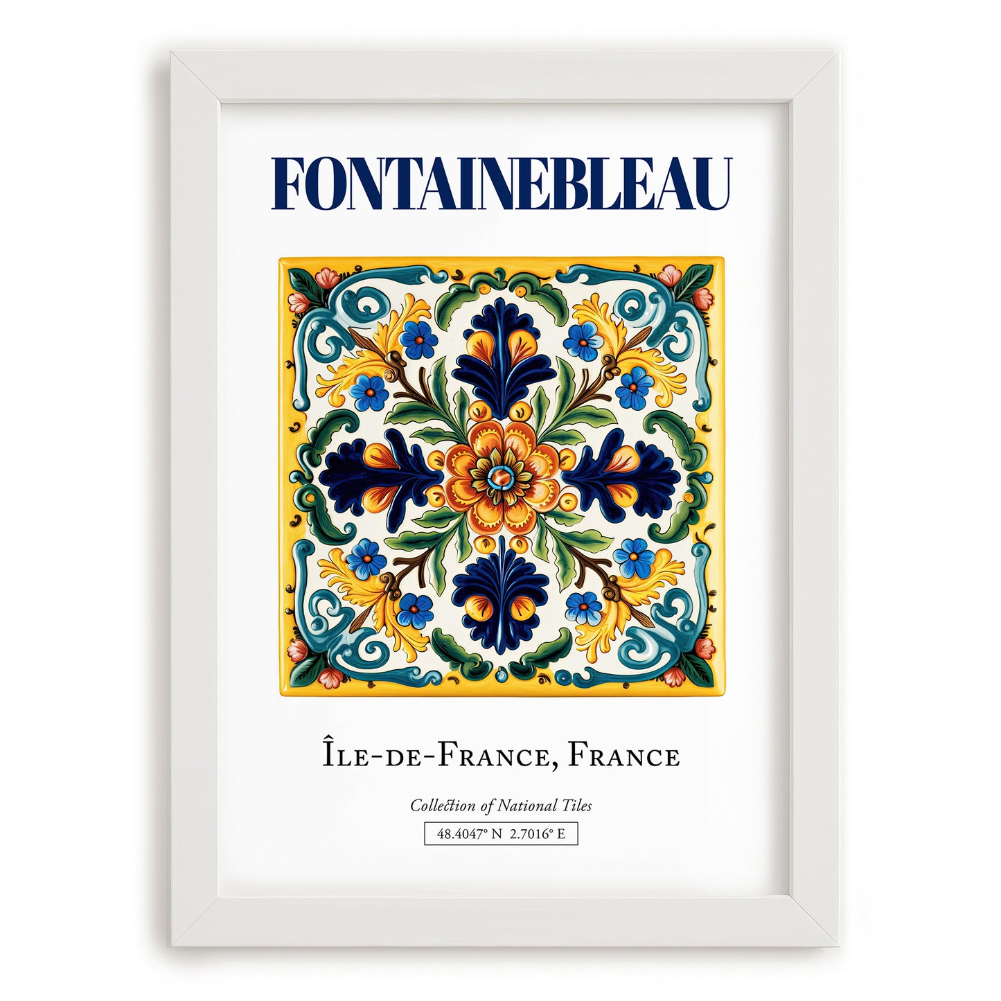 Fontainebleau, France – Travel Wall Art, placed in minimal white frame