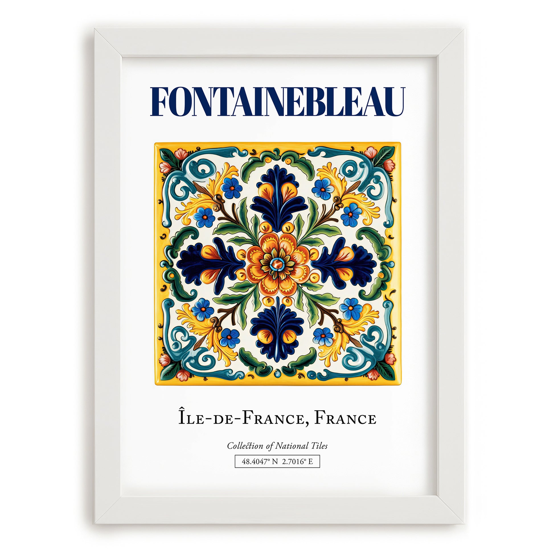Fontainebleau, France – Travel Wall Art, placed in minimal white frame