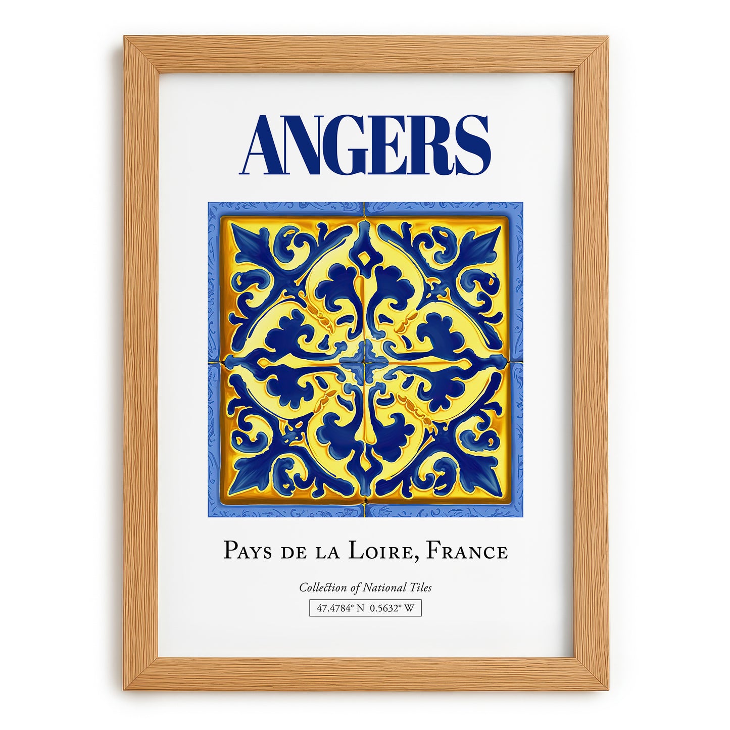 Angers, France – Cityscape Wall Art, set in oak frame
