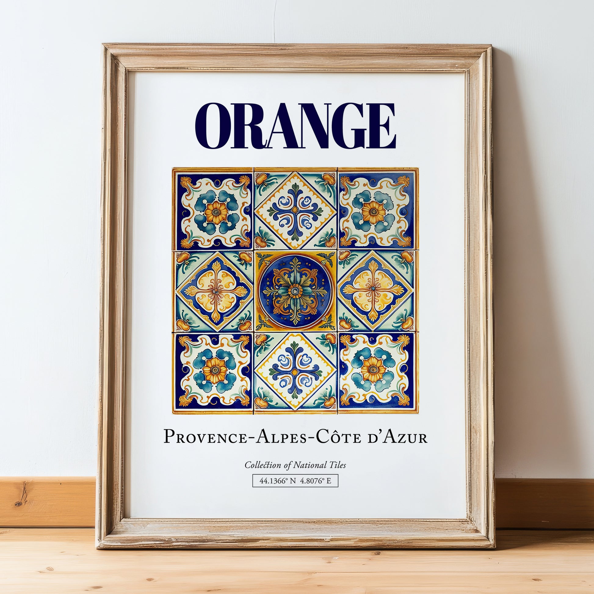 Orange, France – Travel Print, in wooden frame leaning on the floor