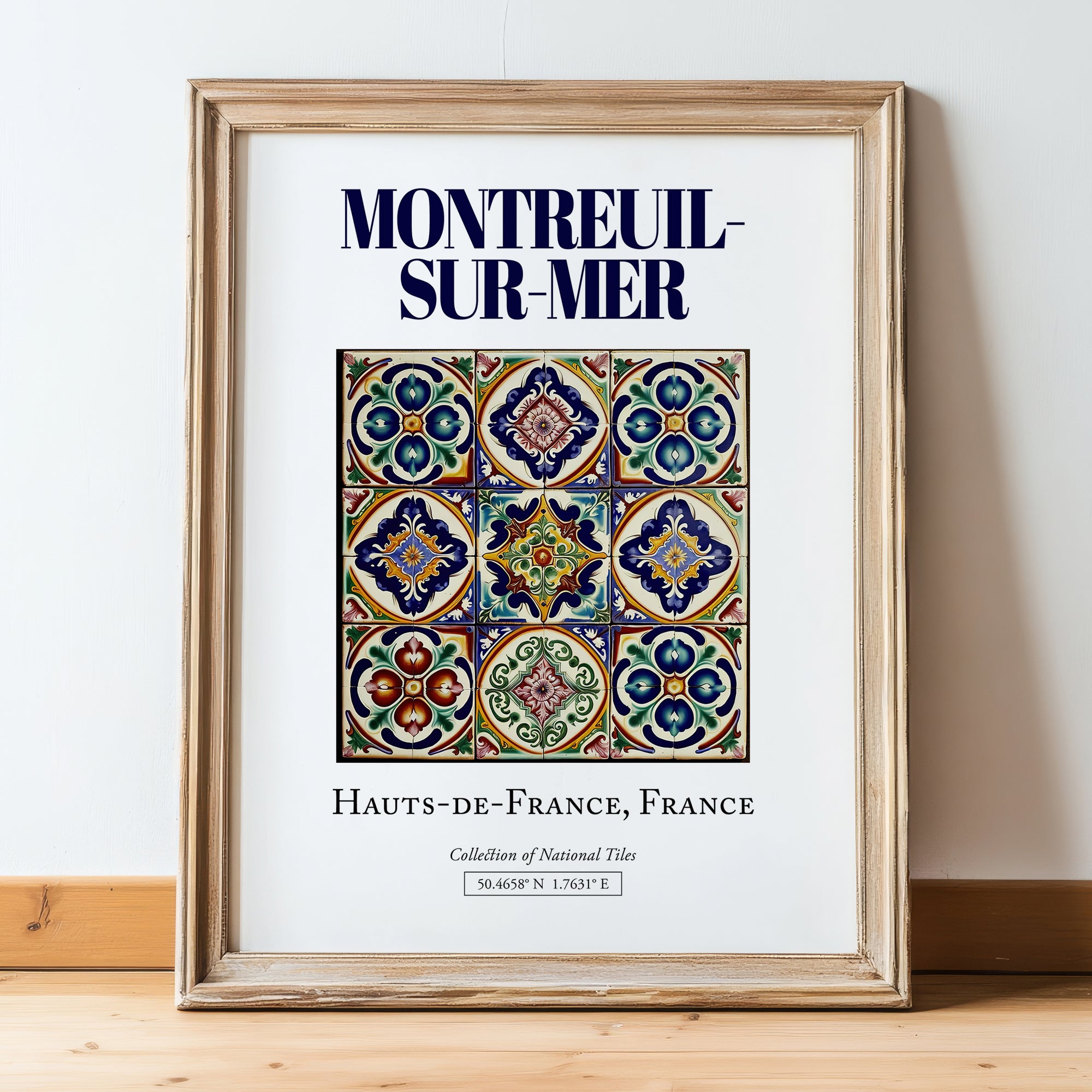 Montreuil-sur-Mer, France – Dream Destination Decor, in wooden frame leaning on the floor