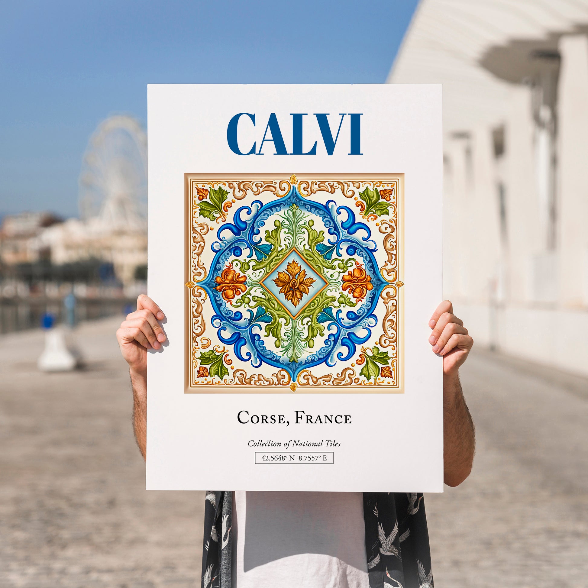 Calvi, France – Travel Poster, no-text version framed in wood