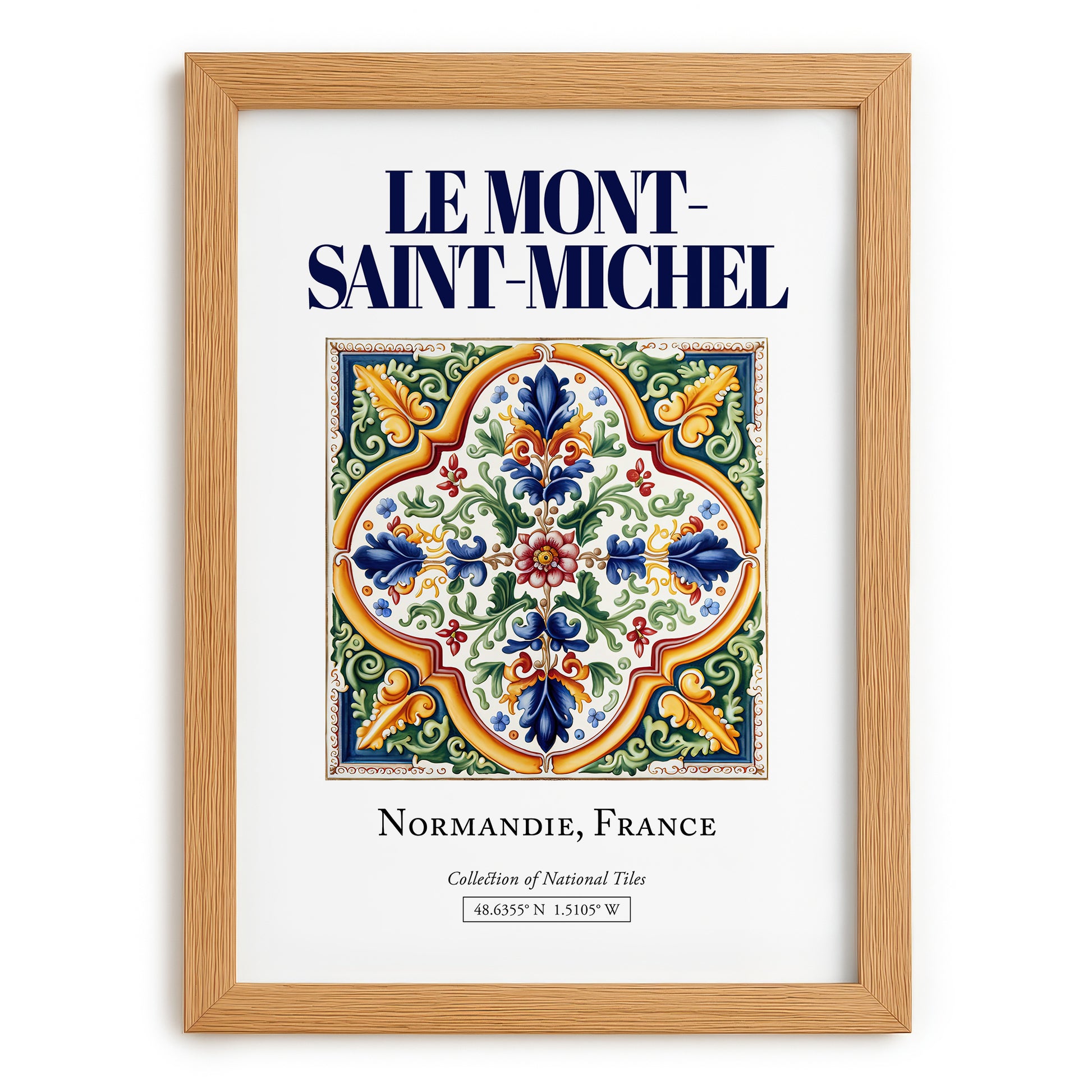 Le Mont-Saint-Michel, France – Travel Wall Art, set in oak frame