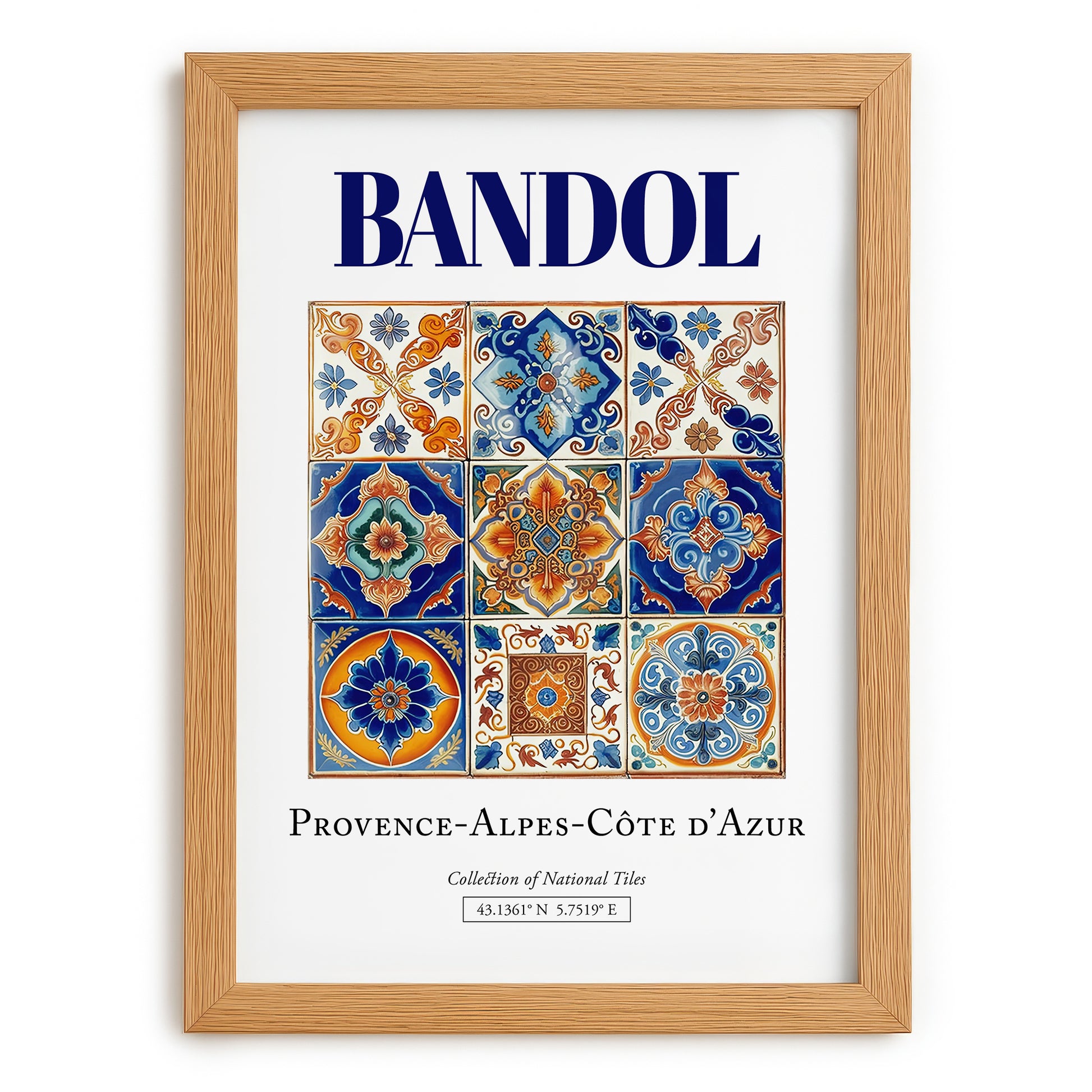 Bandol, France – World Heritage Travel Poster, set in oak frame