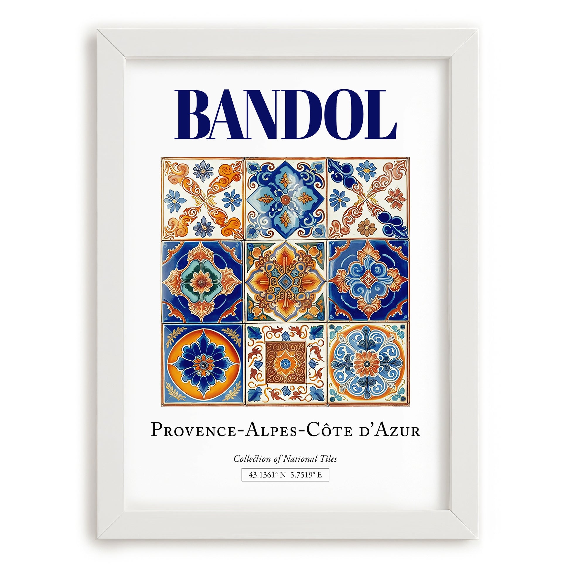 Bandol, France – World Heritage Travel Poster, placed in minimal white frame