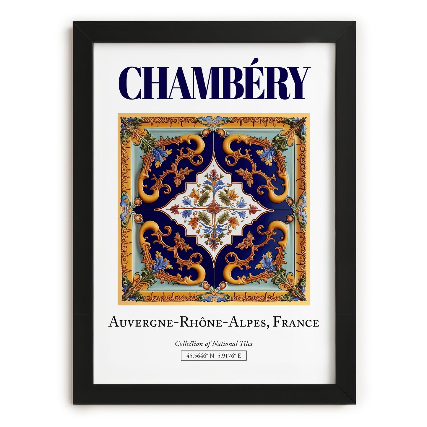 Chambéry, France – Travel Print, in sleek black frame
