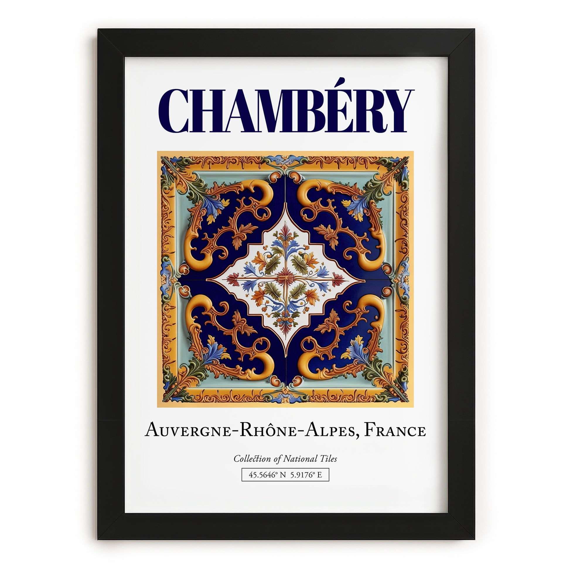 Chambéry, France – Travel Print, in sleek black frame