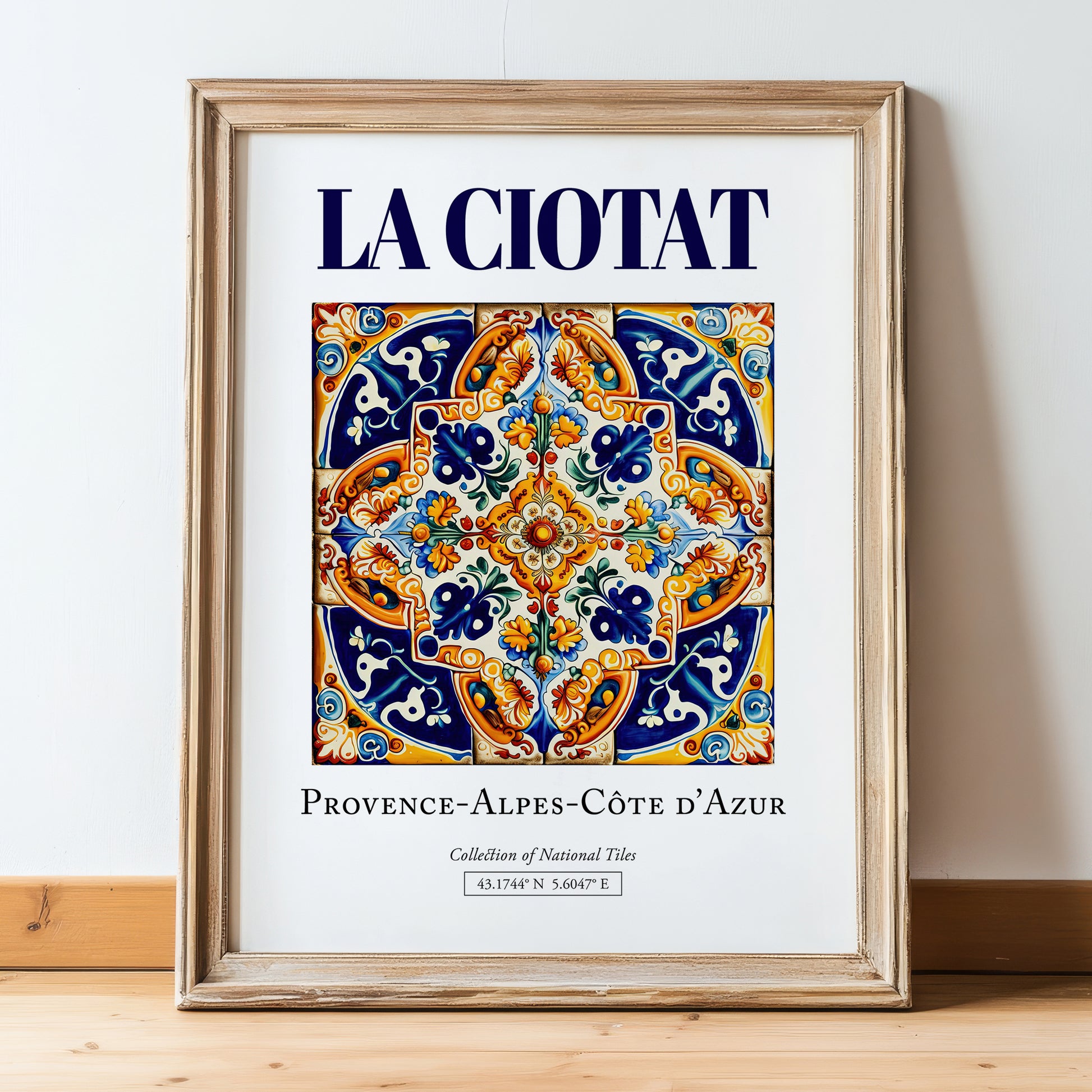 La Ciotat, France – Travel Print, in wooden frame leaning on the floor