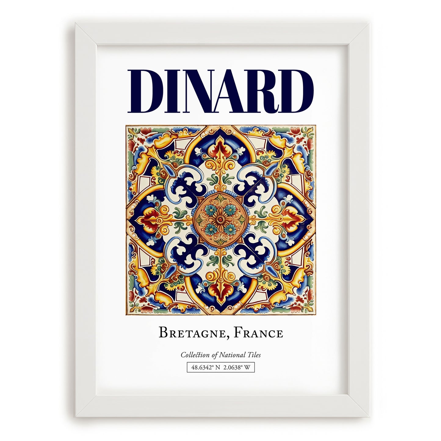 Dinard, France – Travel Poster, placed in minimal white frame