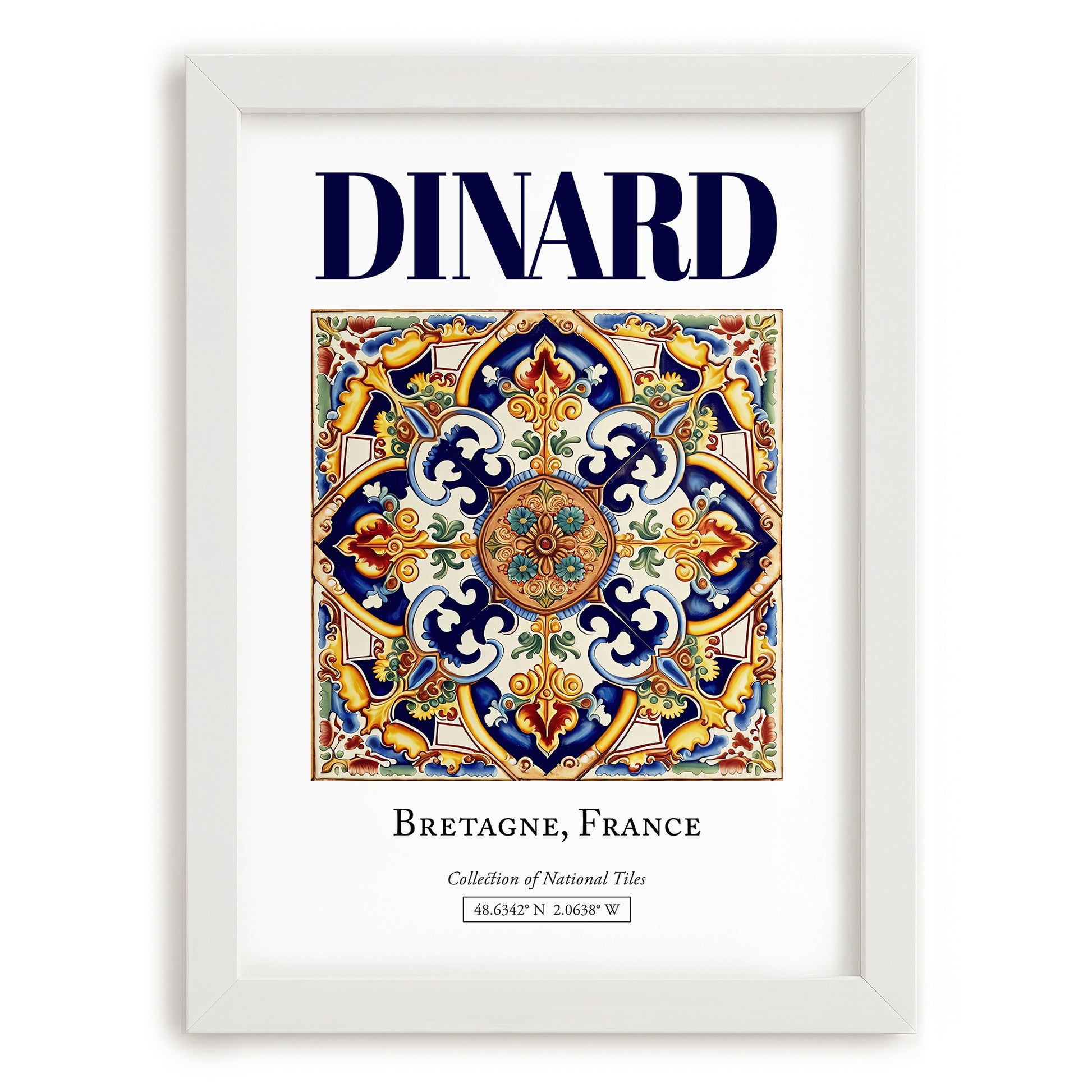 Dinard, France – Travel Poster, placed in minimal white frame
