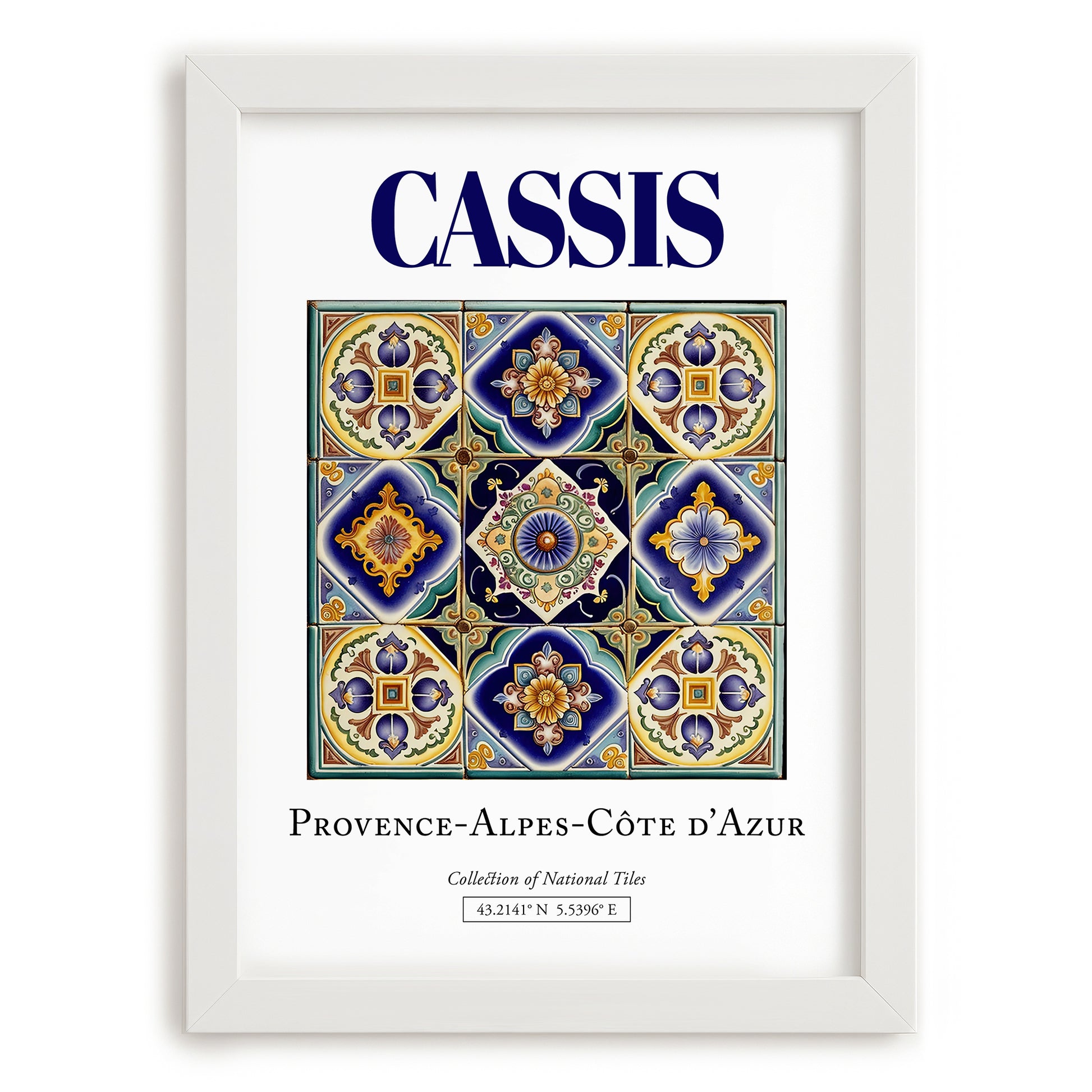 Cassis, France – Vintage Travel Poster, placed in minimal white frame