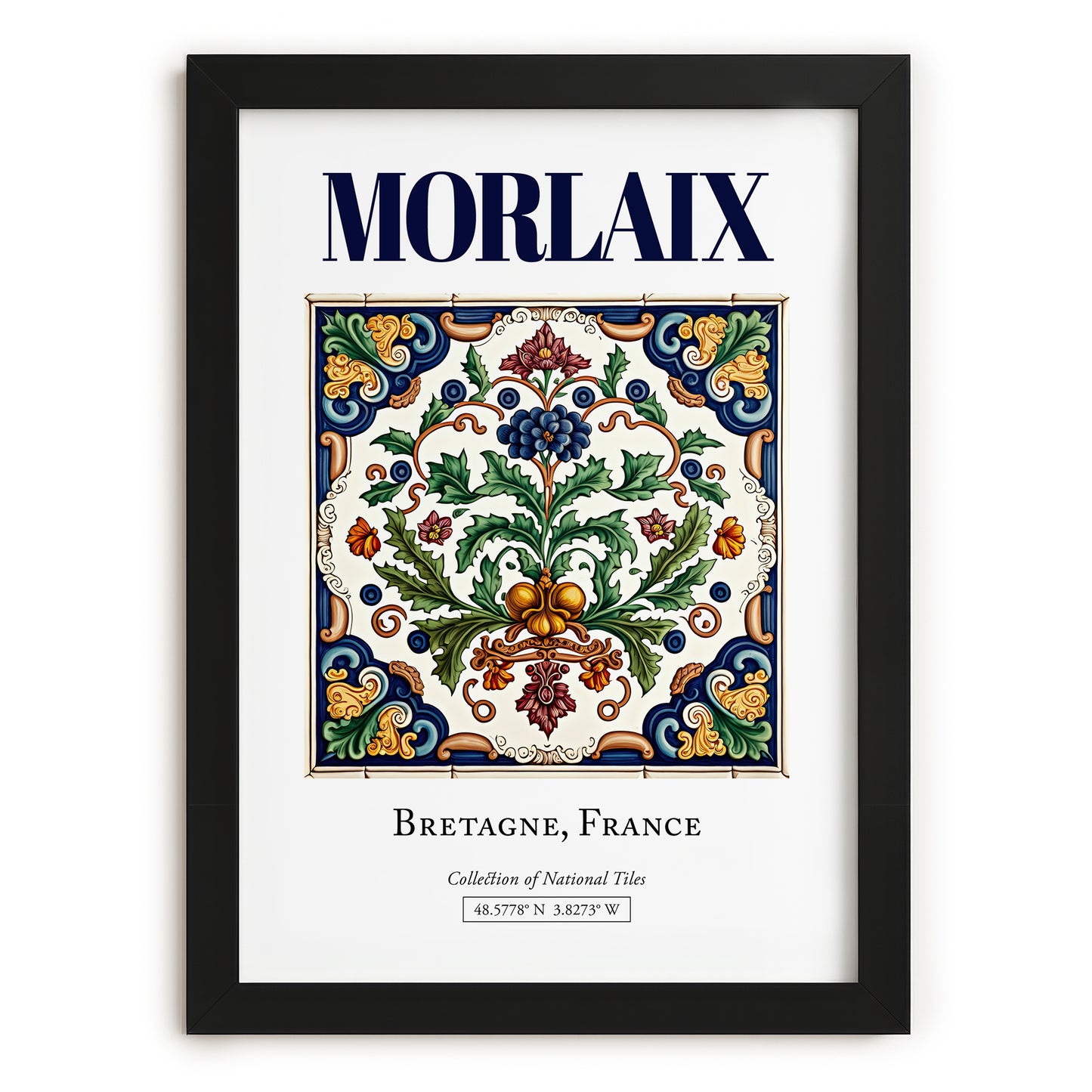 Morlaix, France – Travel Wall Art, in sleek black frame