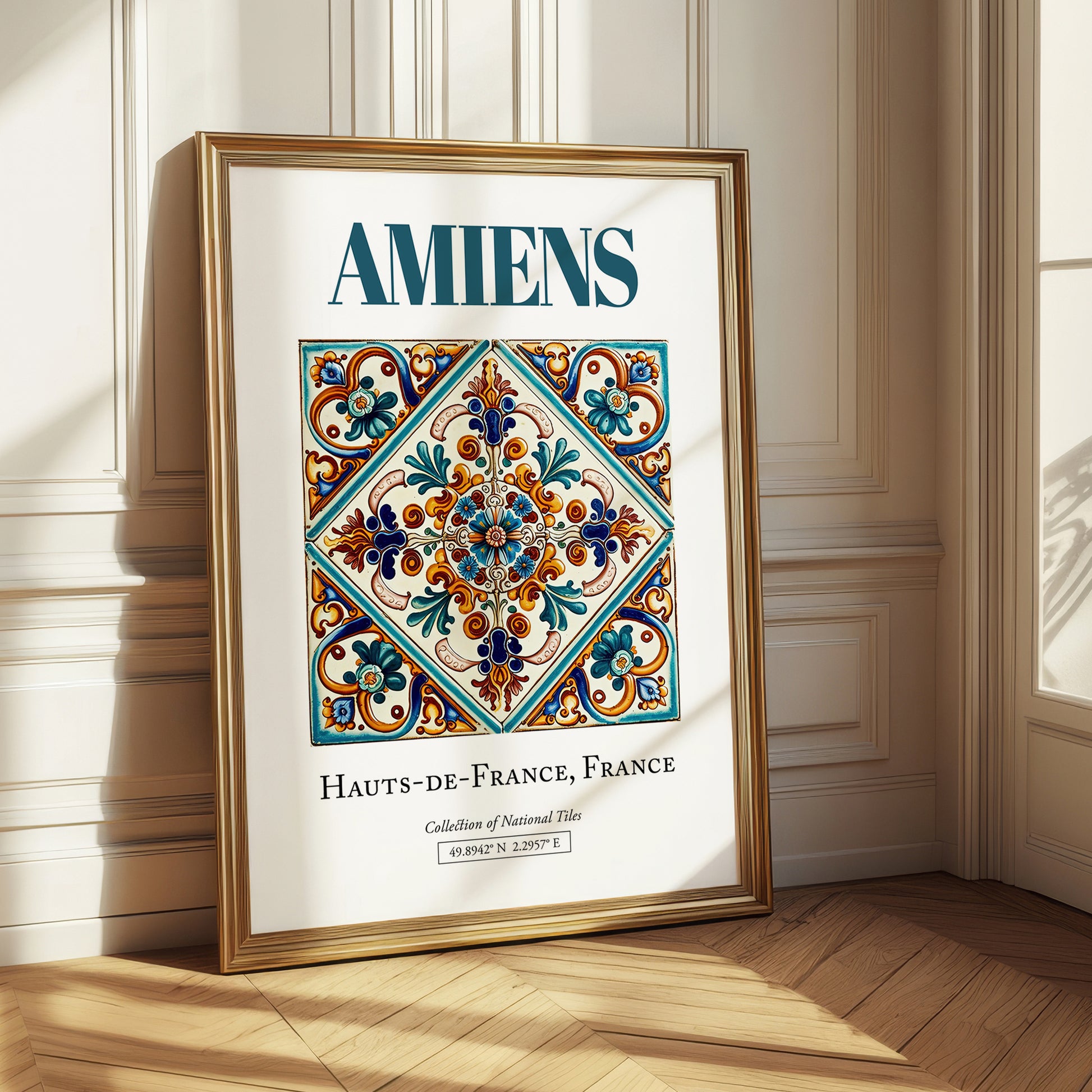 Amiens, France – Travel Print, styled in a charming Paris street view